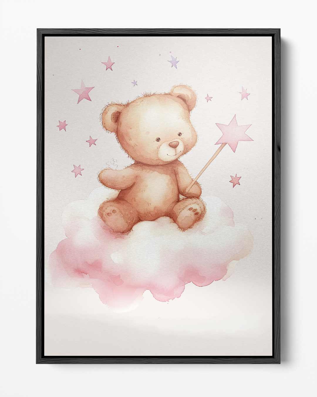 Snoezige Teddy Op Wolk – portret kunstwerk als wanddecoratie