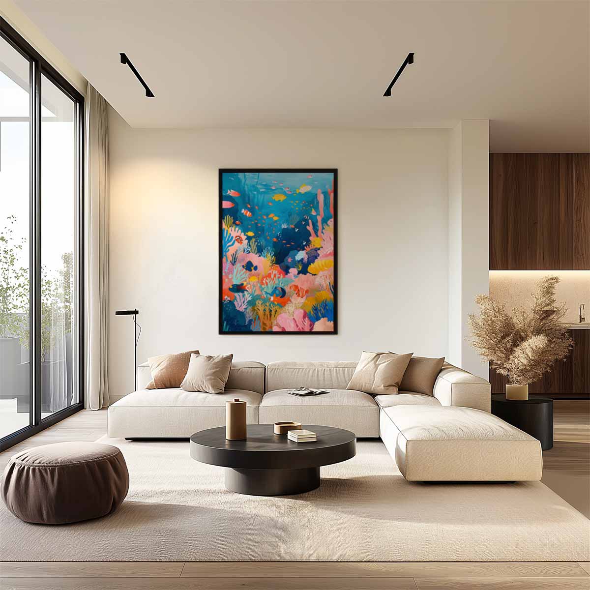 Kleurrijk Koraalrif Avontuur – staand kunstwerk voor modern interieur
