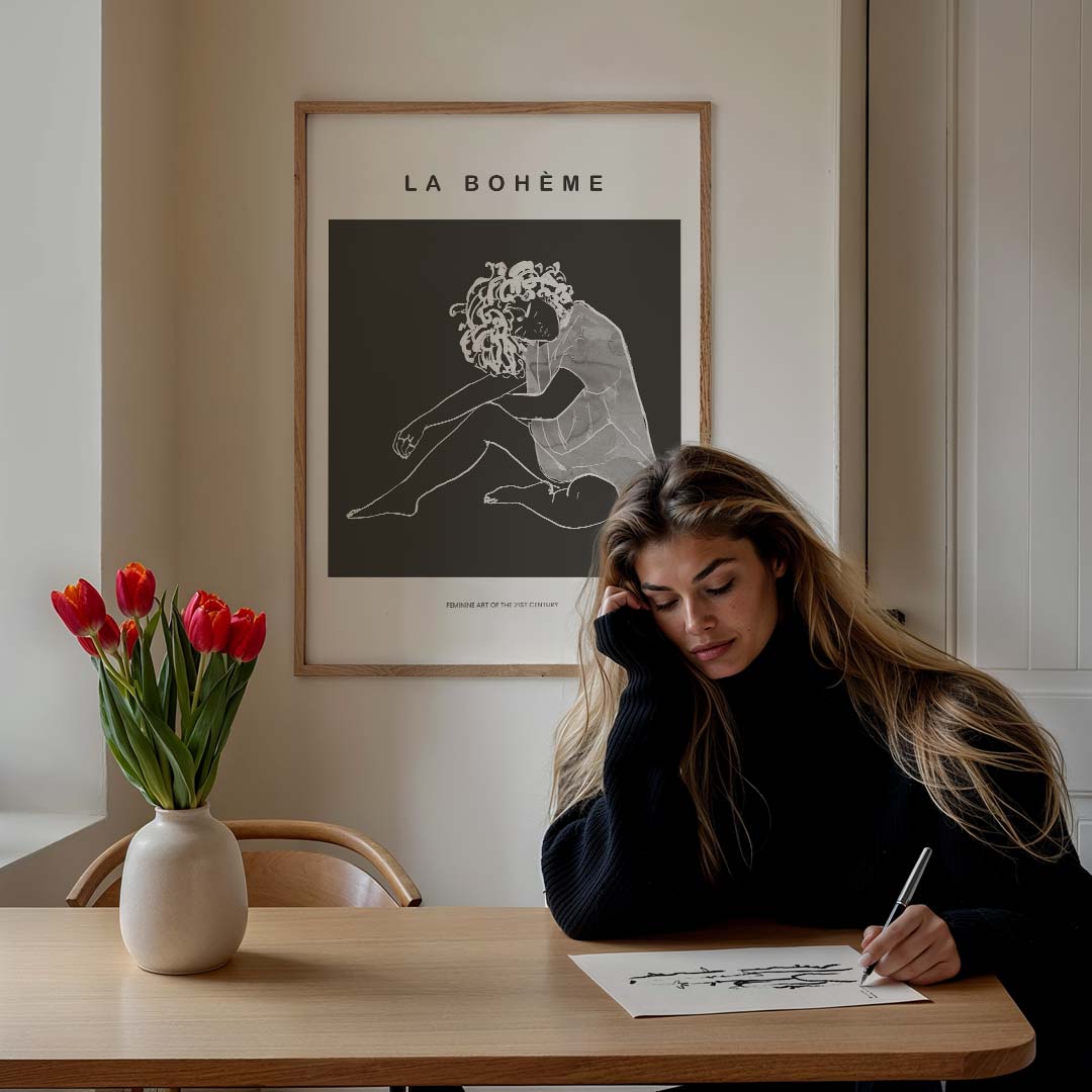 La Bohème Vrouwelijke Elegantia – staande vrouwelijke wanddecoratie van WallArtistic