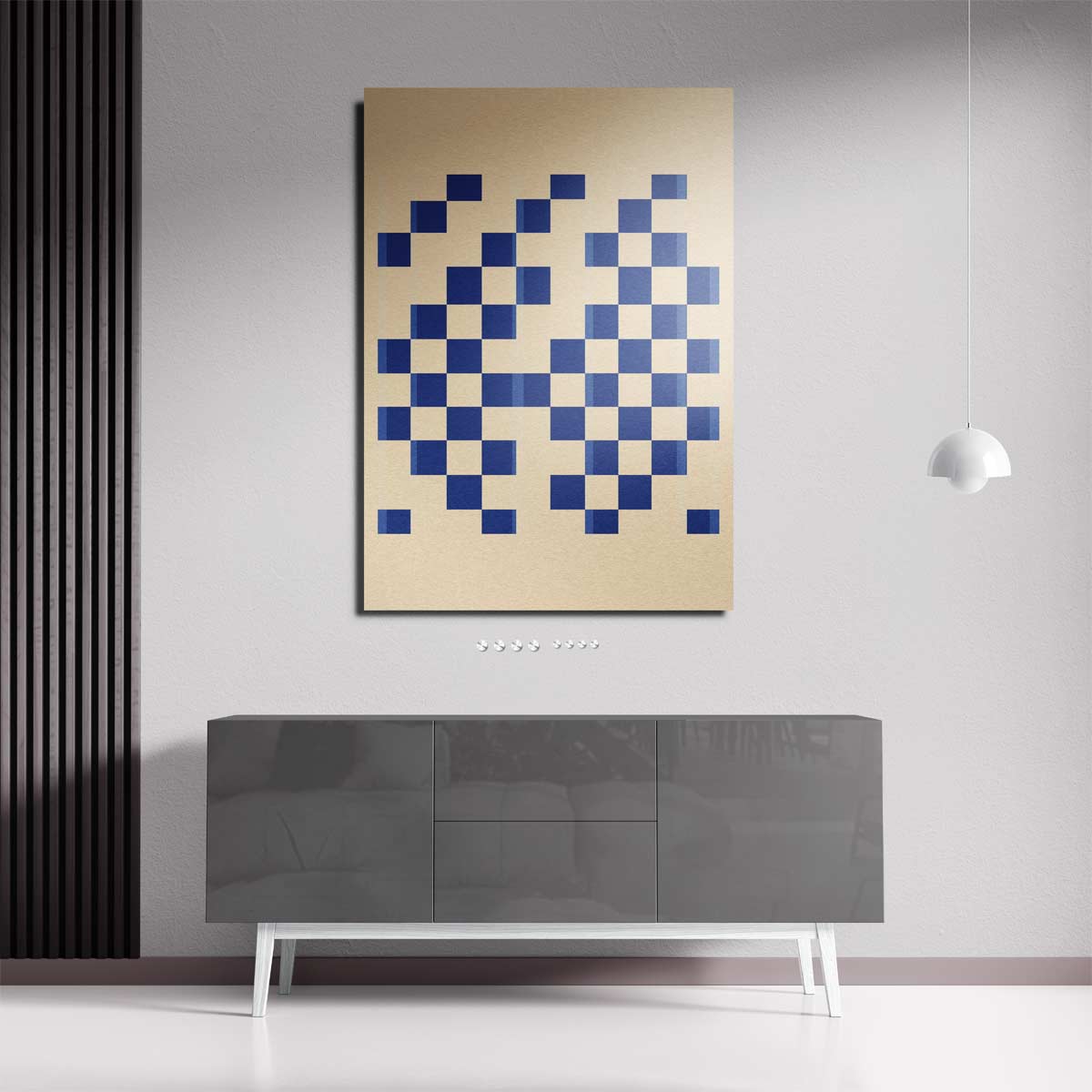Ritmisch Blauwe Vlakken – staande wandkunst voor woonkamer of interieur