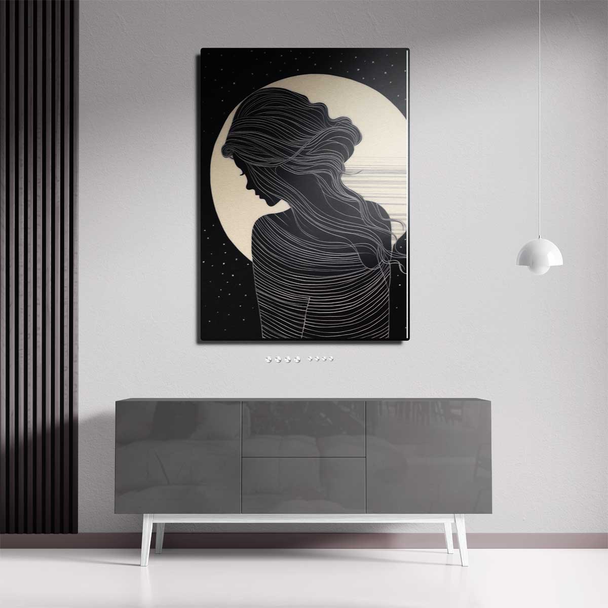 Mysterieuze Nachtsilhouette – dibond kunstwerk als wanddecoratie