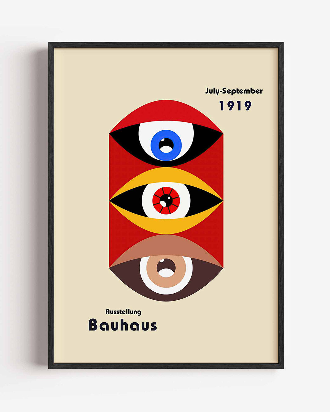 Oogvormen en kleur – staande Bauhaus poster als wanddecoratie