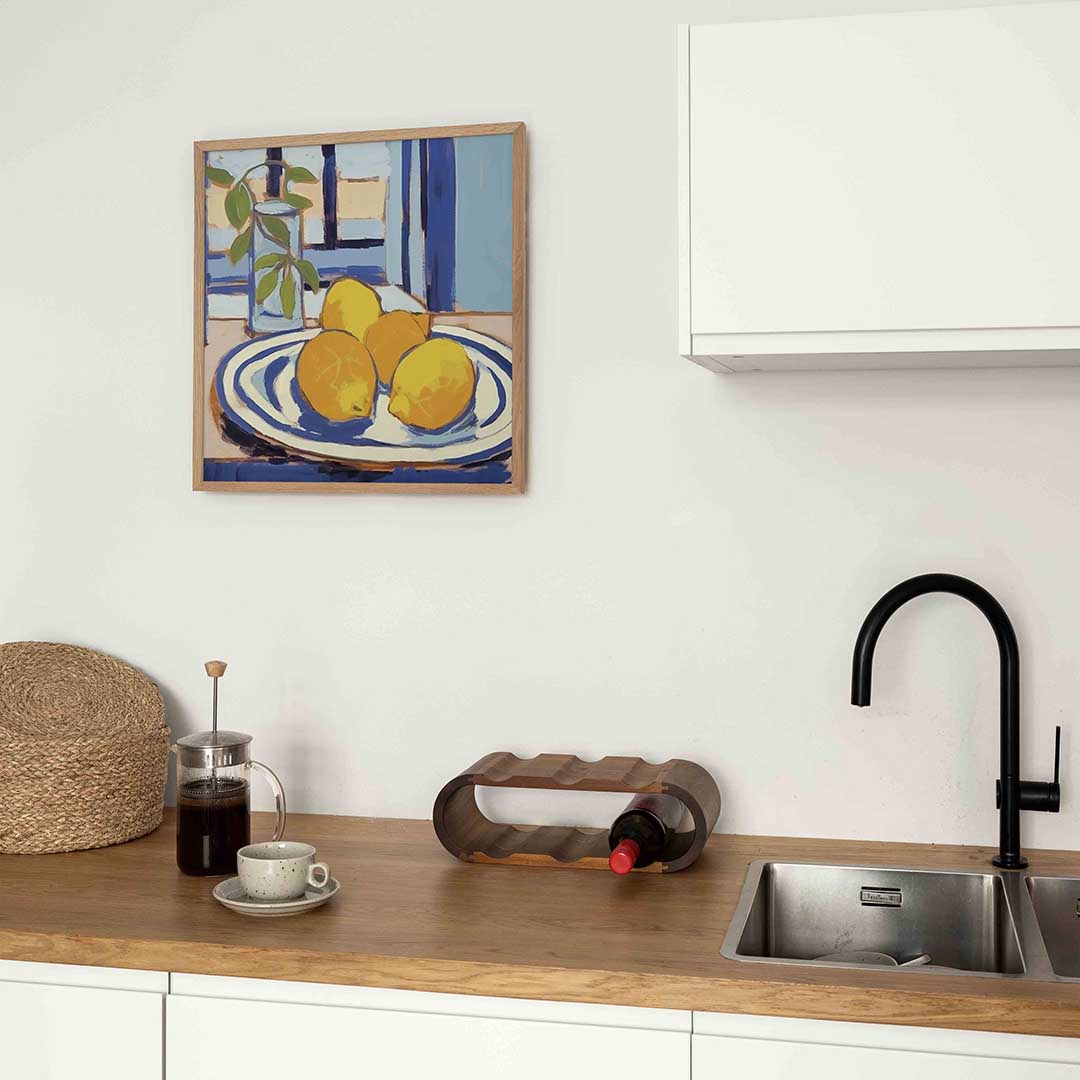 Citroenen op tafel – keukenposter in vierkant formaat