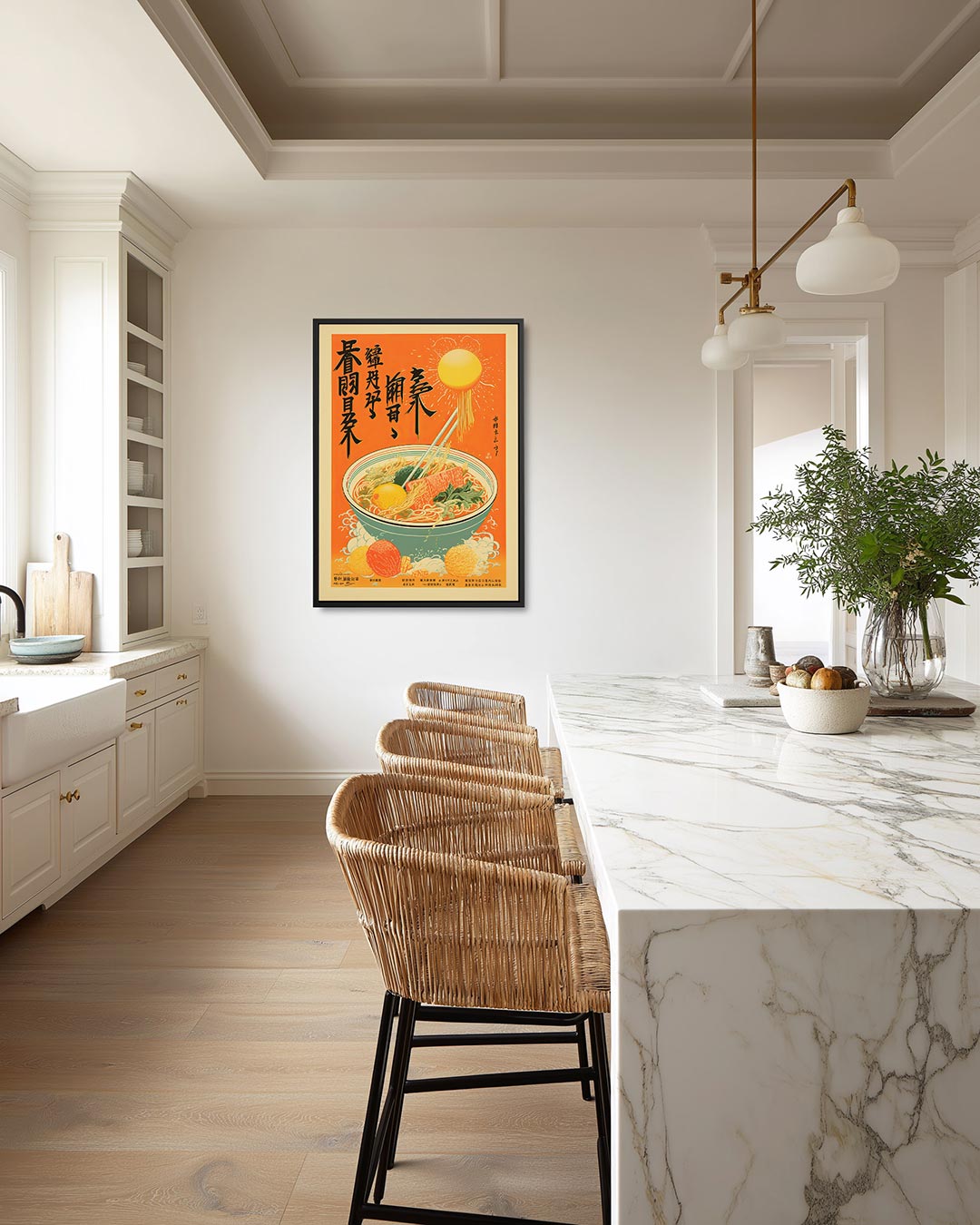 Kleurrijke noodle kom – moderne staande wandkunst