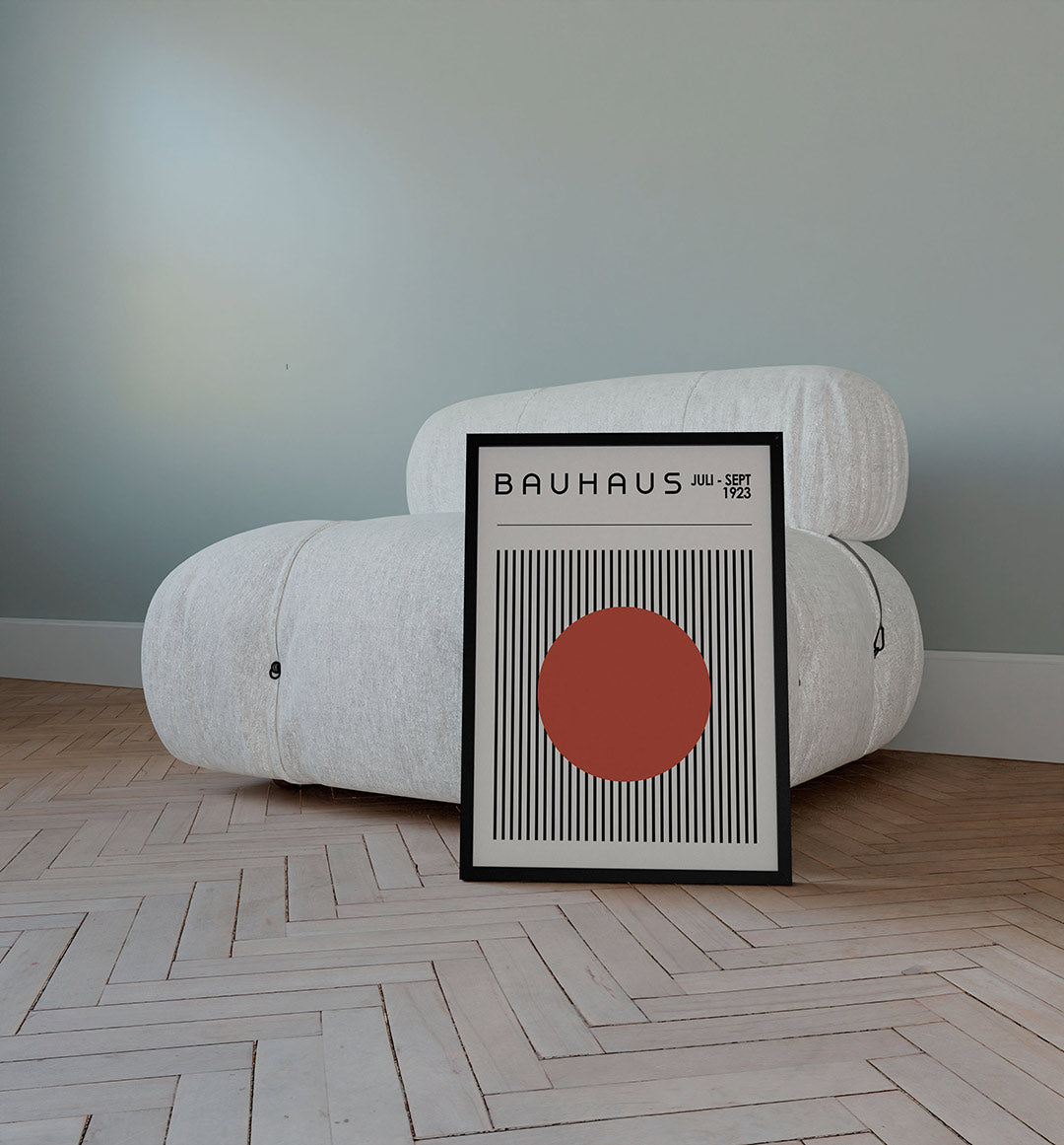 Lijnen en cirkel – staande Bauhaus poster voor aan de muur