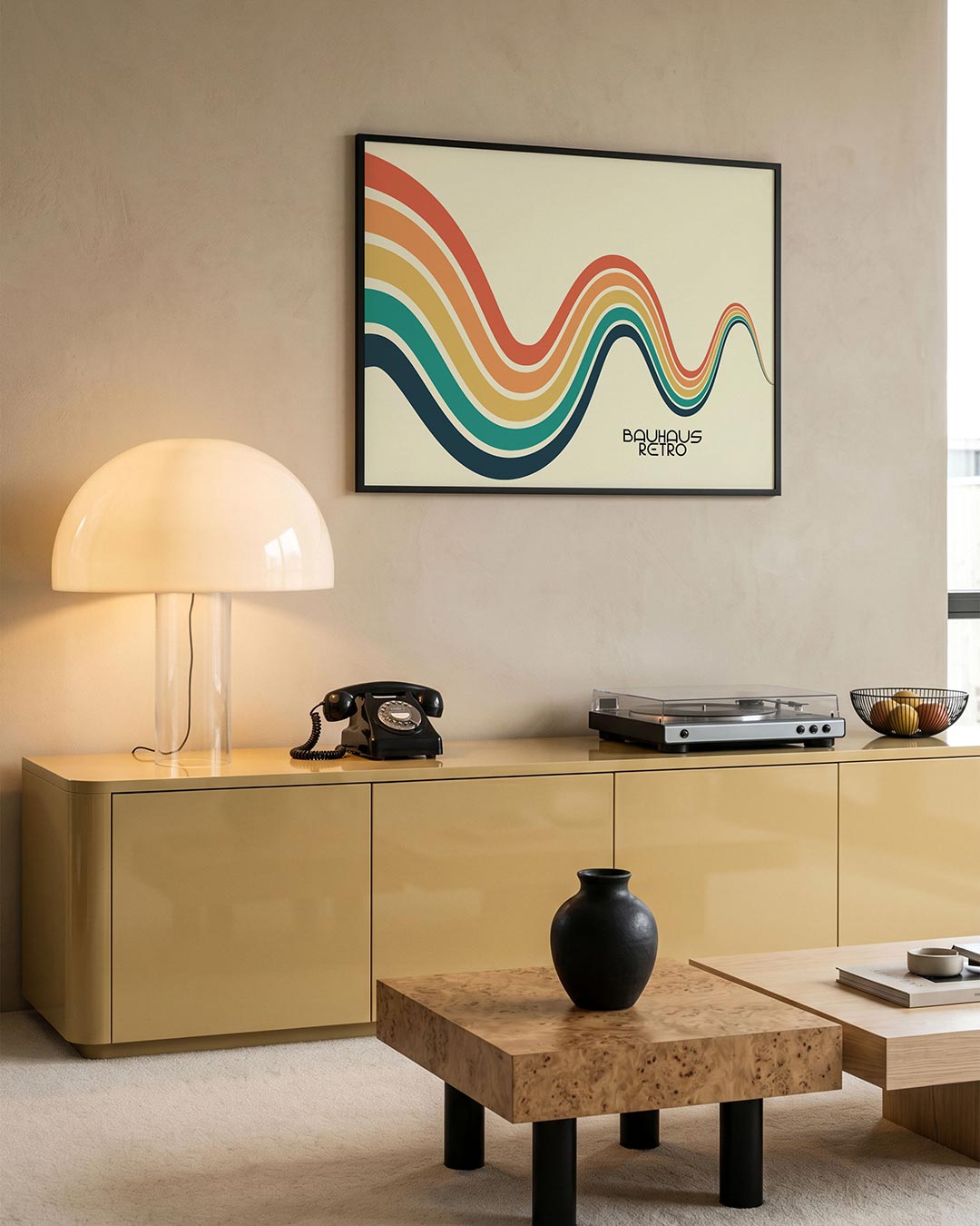 Golvend lijnenspel – moderne Bauhaus wandkunst als poster