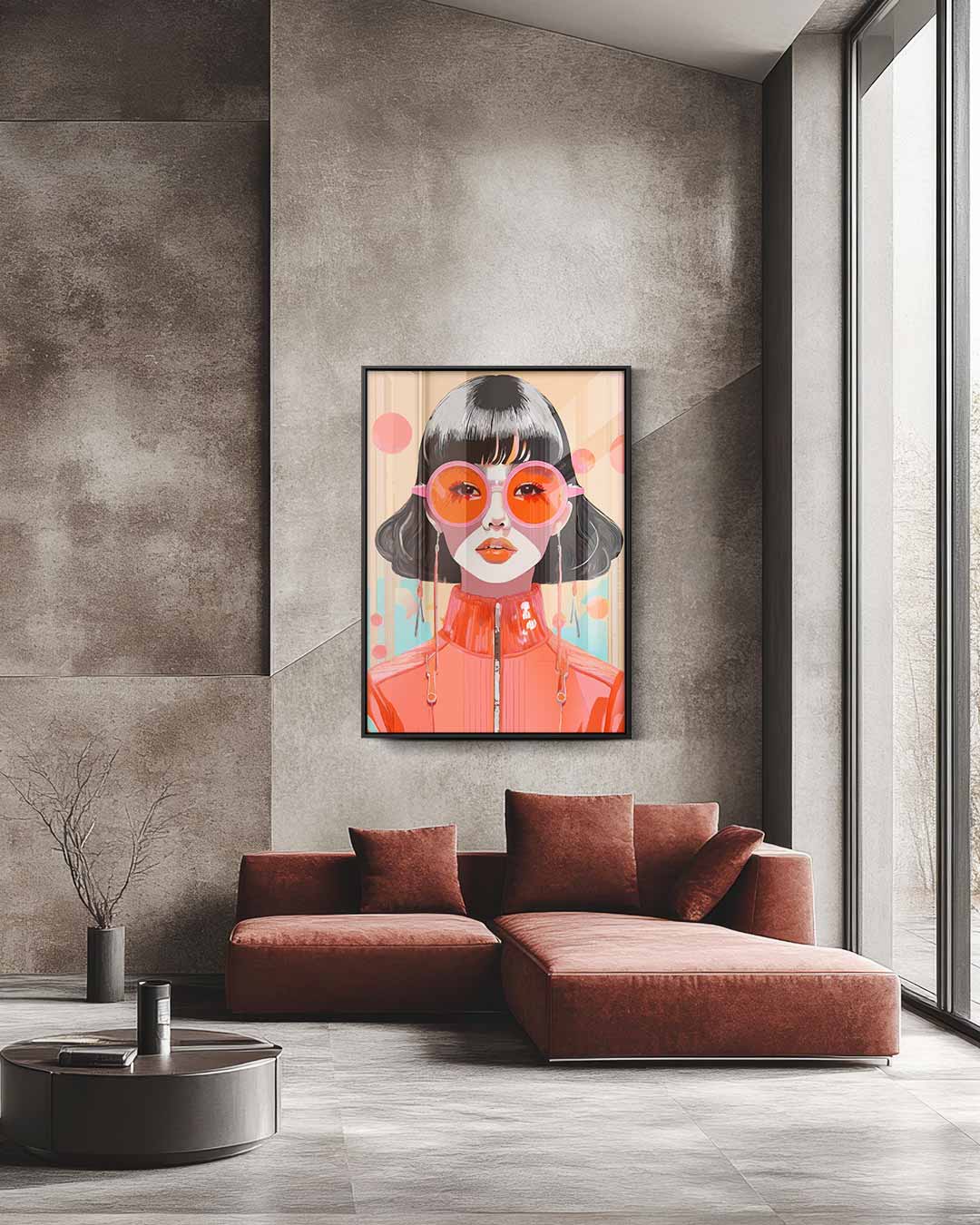 Retro Pop Art Portret – staande wandkunst voor woonkamer of interieur