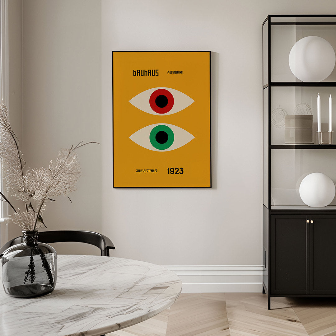 Oogvormen en kleur – geometrische Bauhaus poster in staand formaat