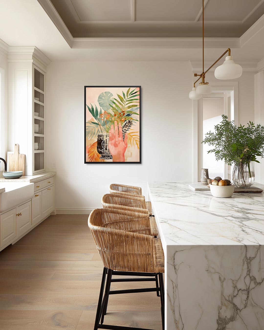 Vrolijke botanische compositie – staand wanddecoratie kunstwerk