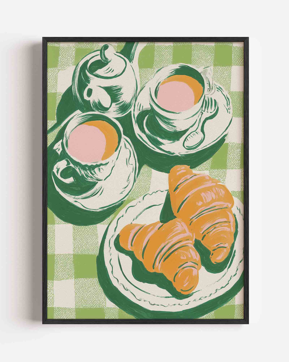 Ontbijt met croissants – botanische portret poster als wanddecoratie