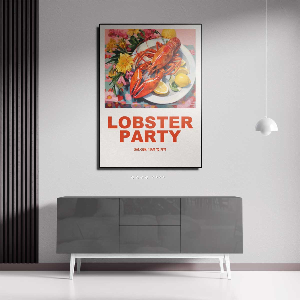 Lobster Party Poster – canvas kunstwerk als wanddecoratie
