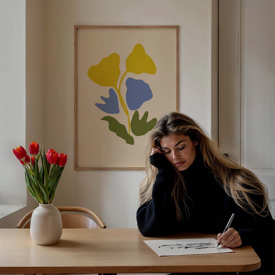 Vrolijke Bloemen Silhouet – bloemen poster in staand formaat