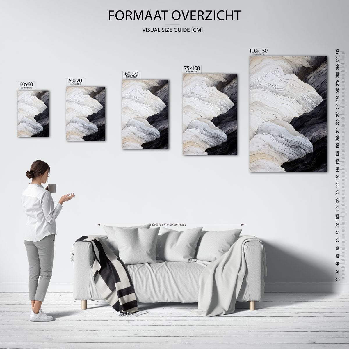 Organische lijnen – staand wanddecoratie kunstwerk
