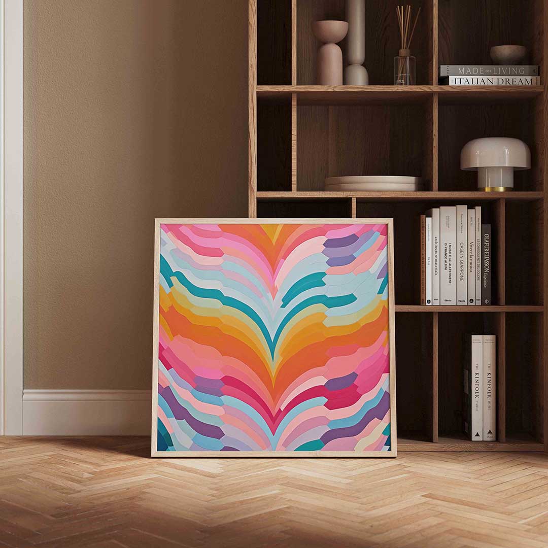 Kleurrijke golvende vormen – vierkante wanddecoratie met kleur en vorm van WallArtistic