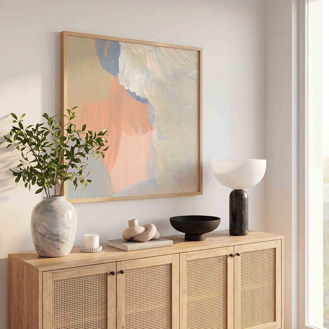 Abstracte penseelstreken – schilderkunst als moderne vierkante poster
