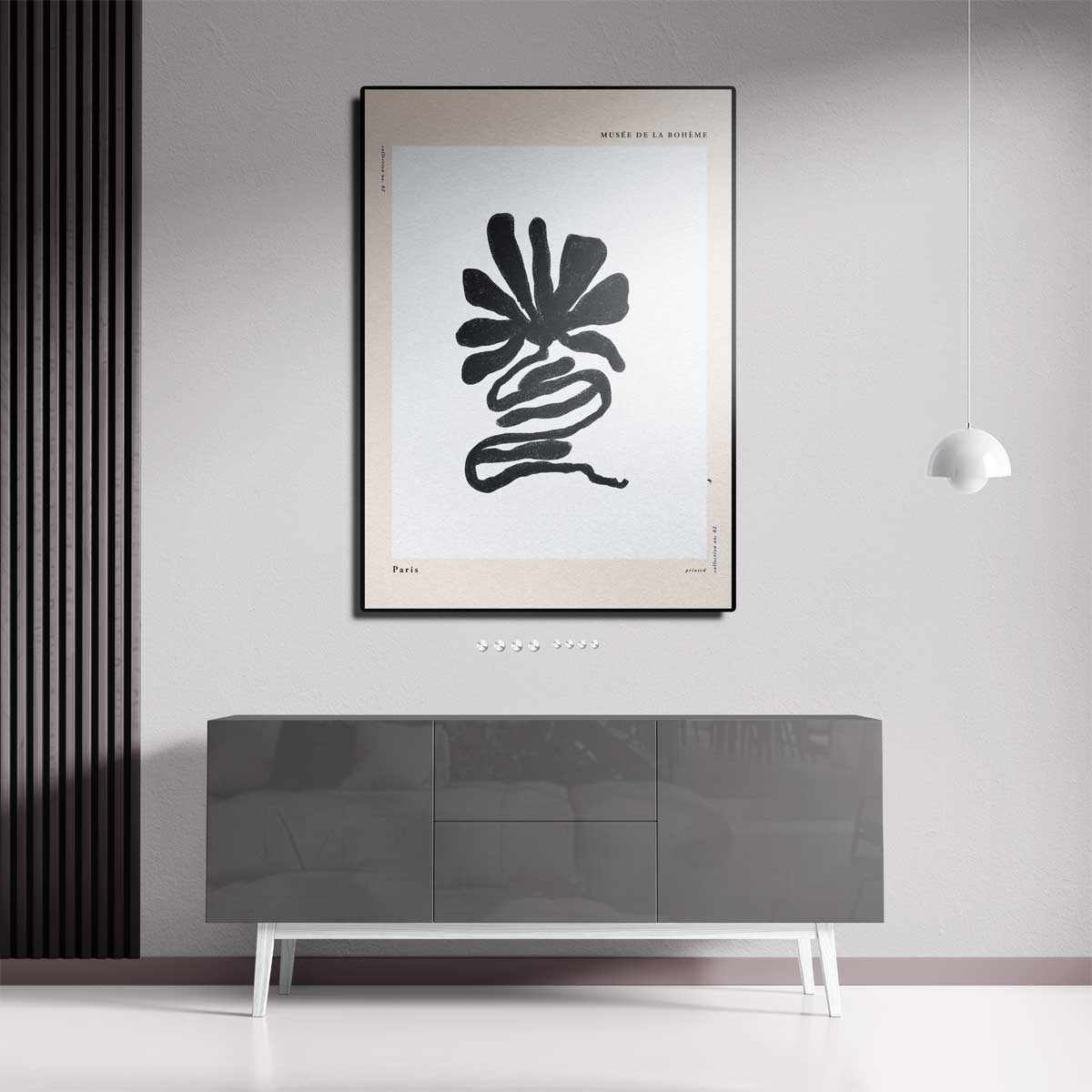 Organische Zwart-Wit Bloem – canvas kunstwerk als wanddecoratie