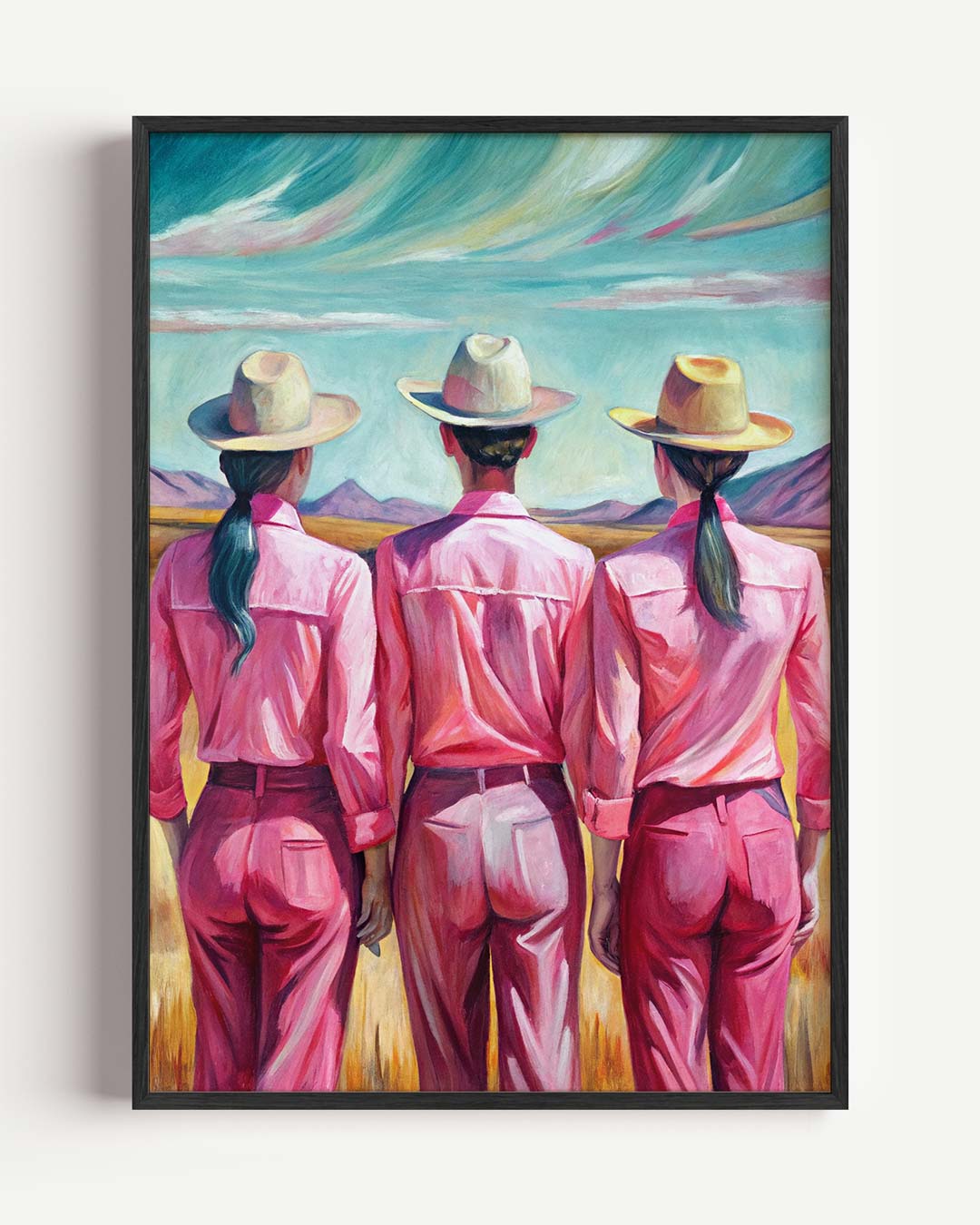 Drie Vriendinnen in het Veld – paas portret poster als wanddecoratie
