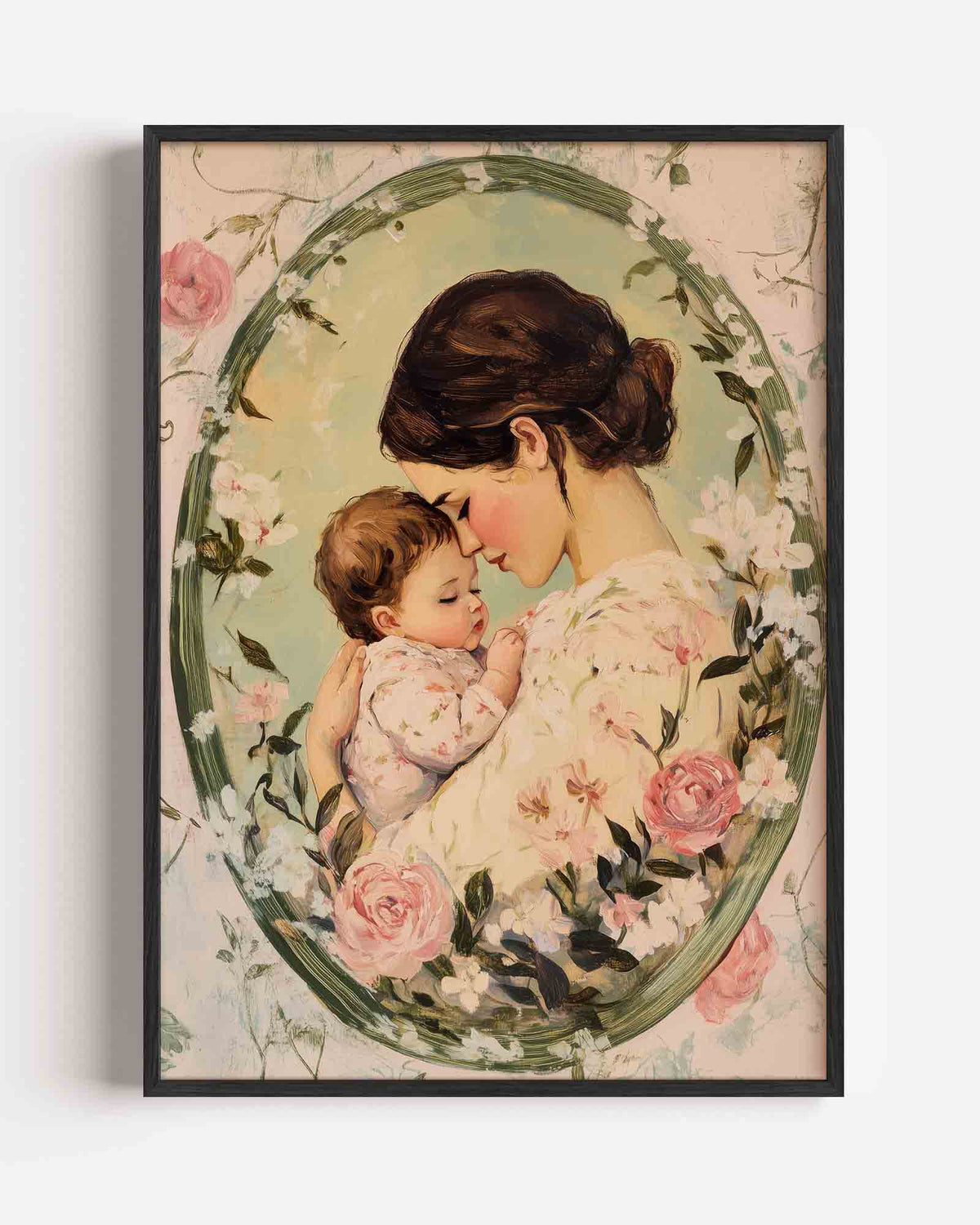 Moeder en kind omarmd – kids portret poster als wanddecoratie