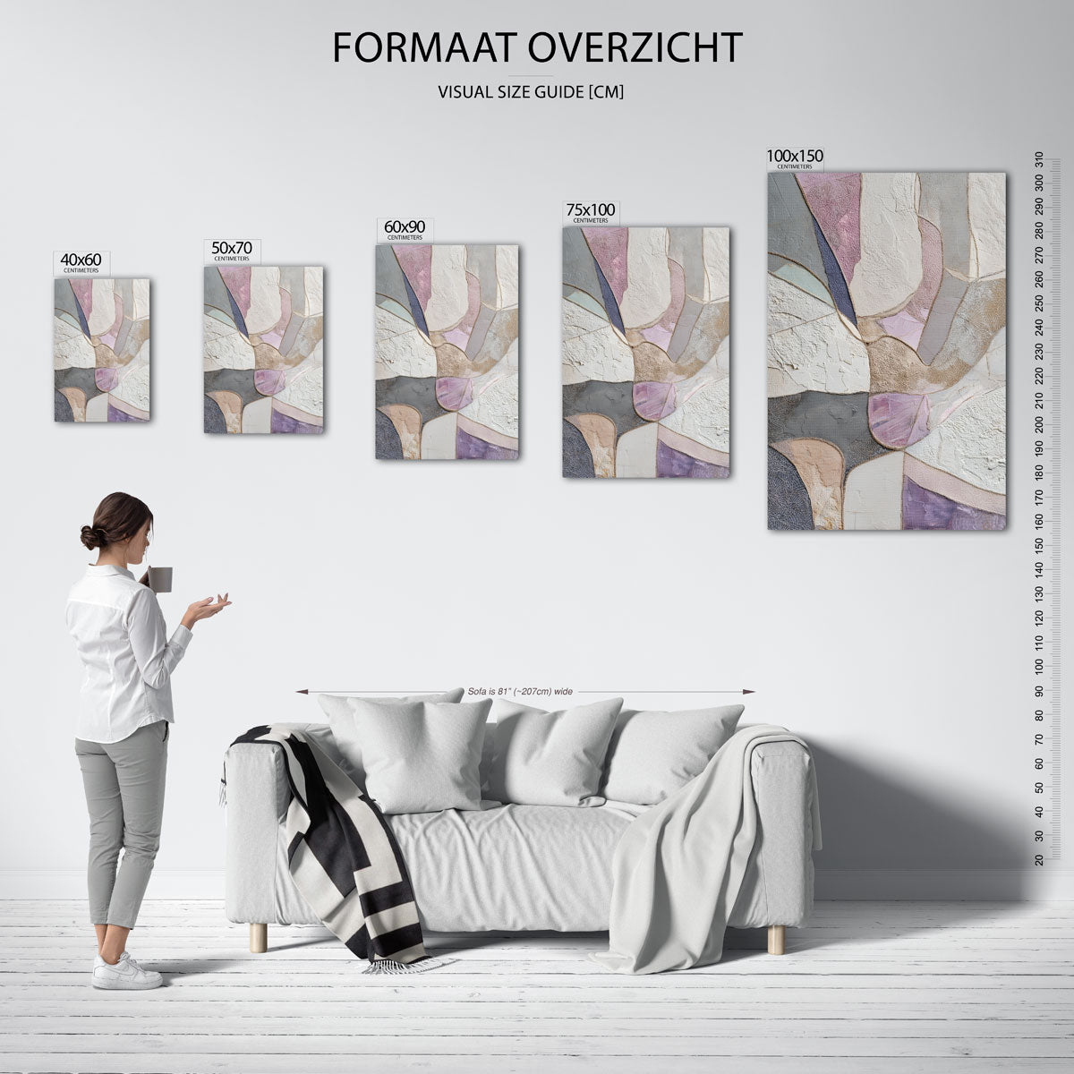 Organische vormen compositie – staand wanddecoratie kunstwerk