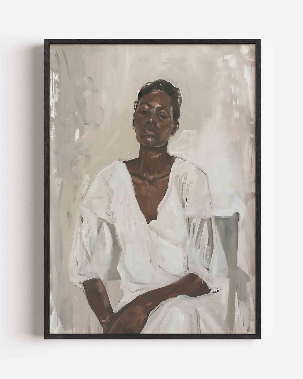 Vrouw in witte kleding – hedendaagse illustratie portret poster als wanddecoratie