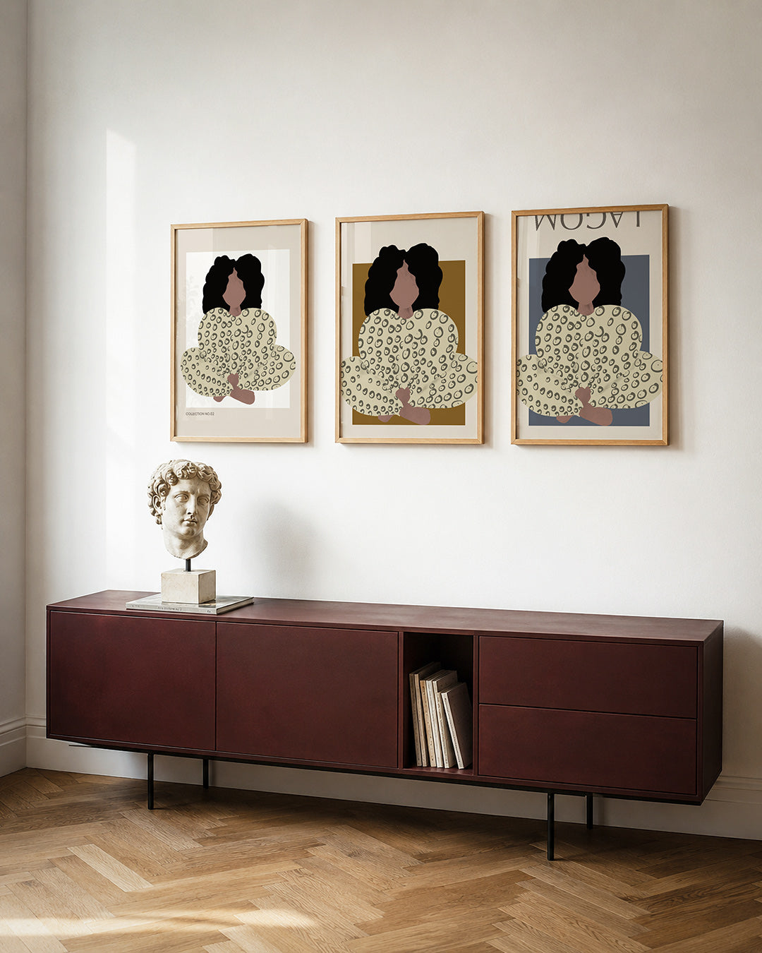 Vorm en patronen posterset – detailweergave – een figuur met een patroon van cirkels op een groene achtergrond