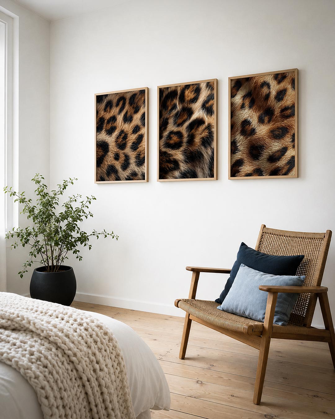 Vlekken en textuur posterset – detailweergave – deze driedelige postercombinatie toont een levendig patroon