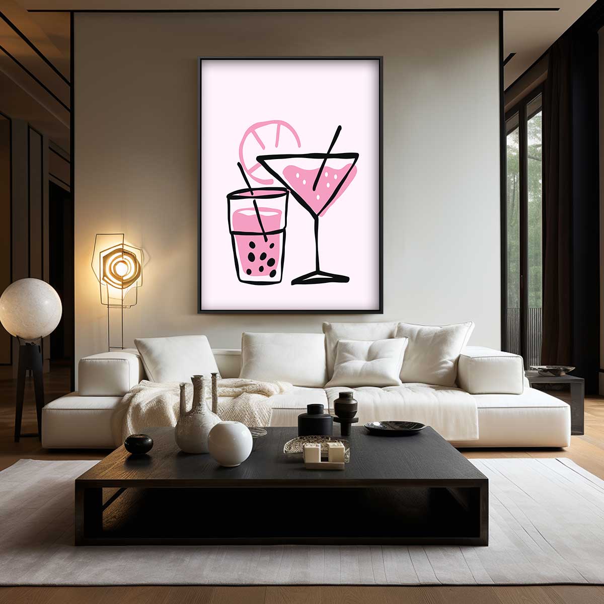 Verfrissende Cocktail Illustratie – plexiglas wanddecoratie in portret formaat