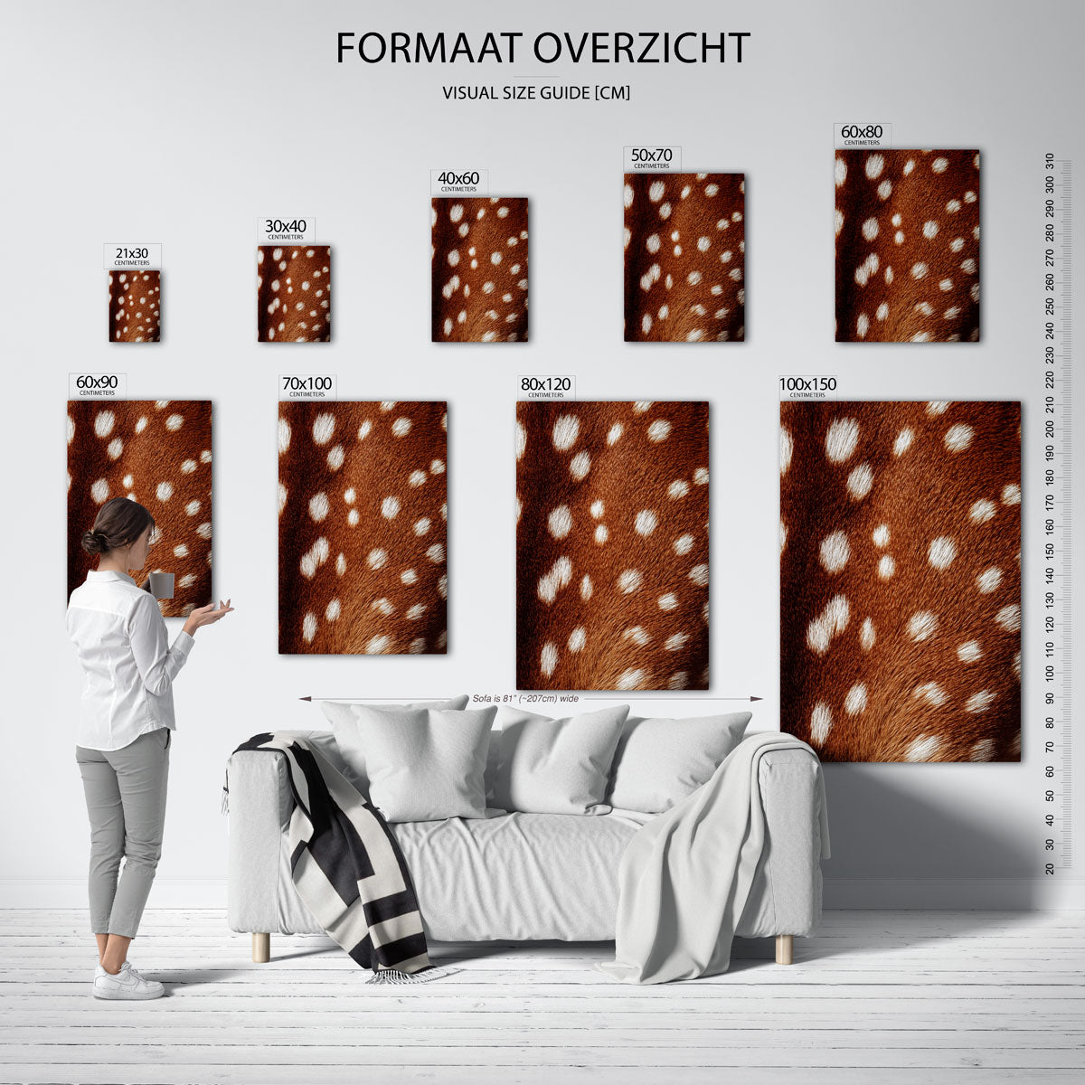 Bruine vacht met witte stippen – staande muurposter met safari thema