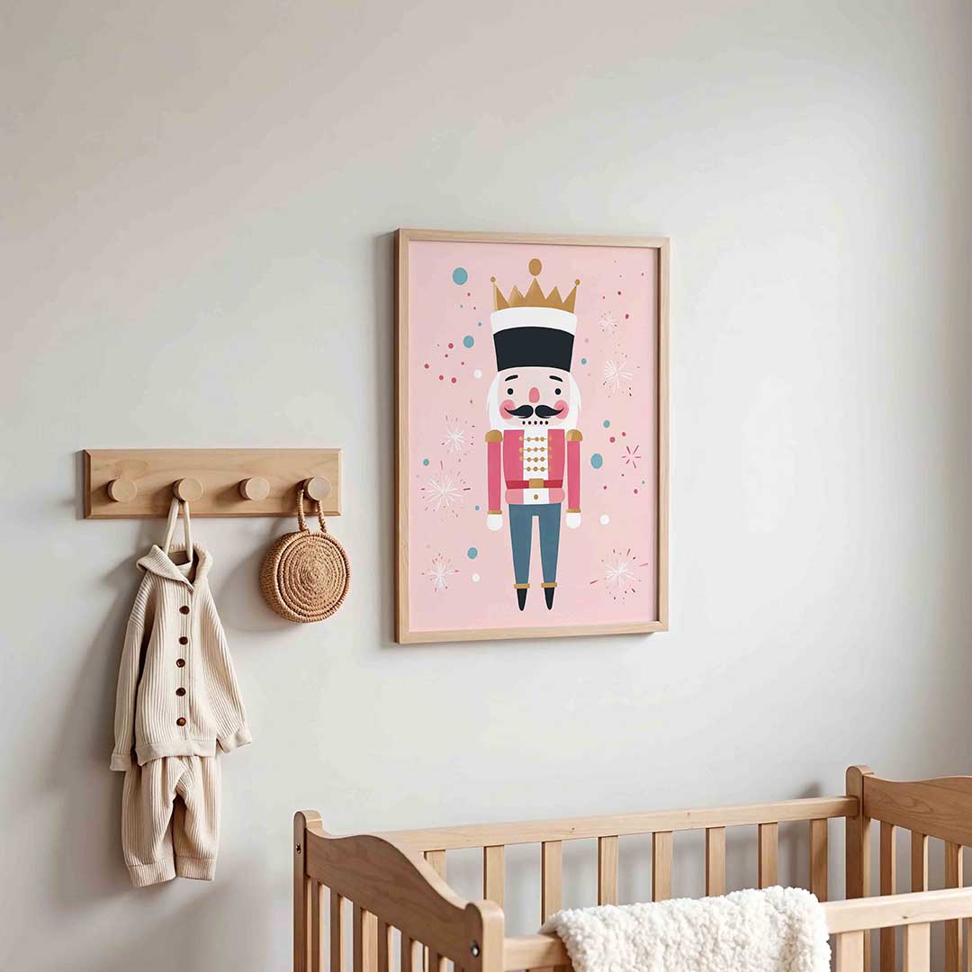 Notenkraker op roze – kinderposter in staand formaat