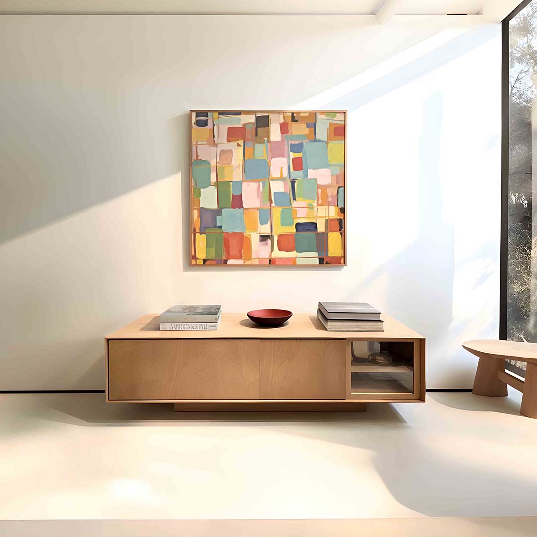 Gekleurde vlakken – vierkante abstracte wanddecoratie van WallArtistic