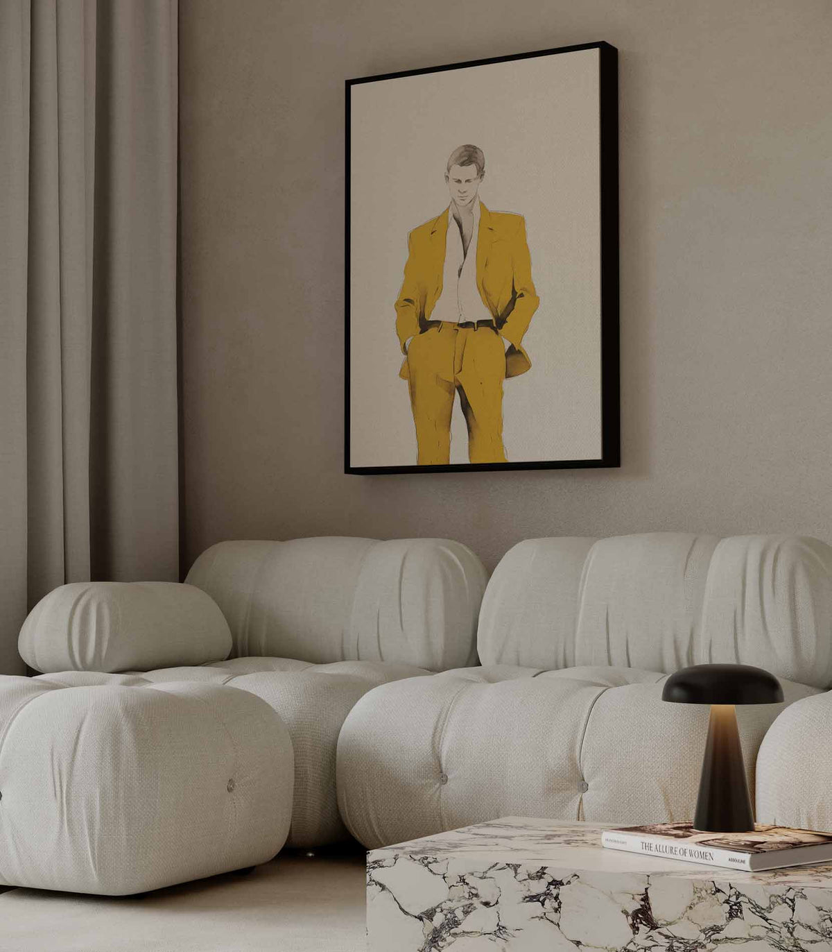 Elegante Stijl in Geel – portret wandkunst van WallArtistic