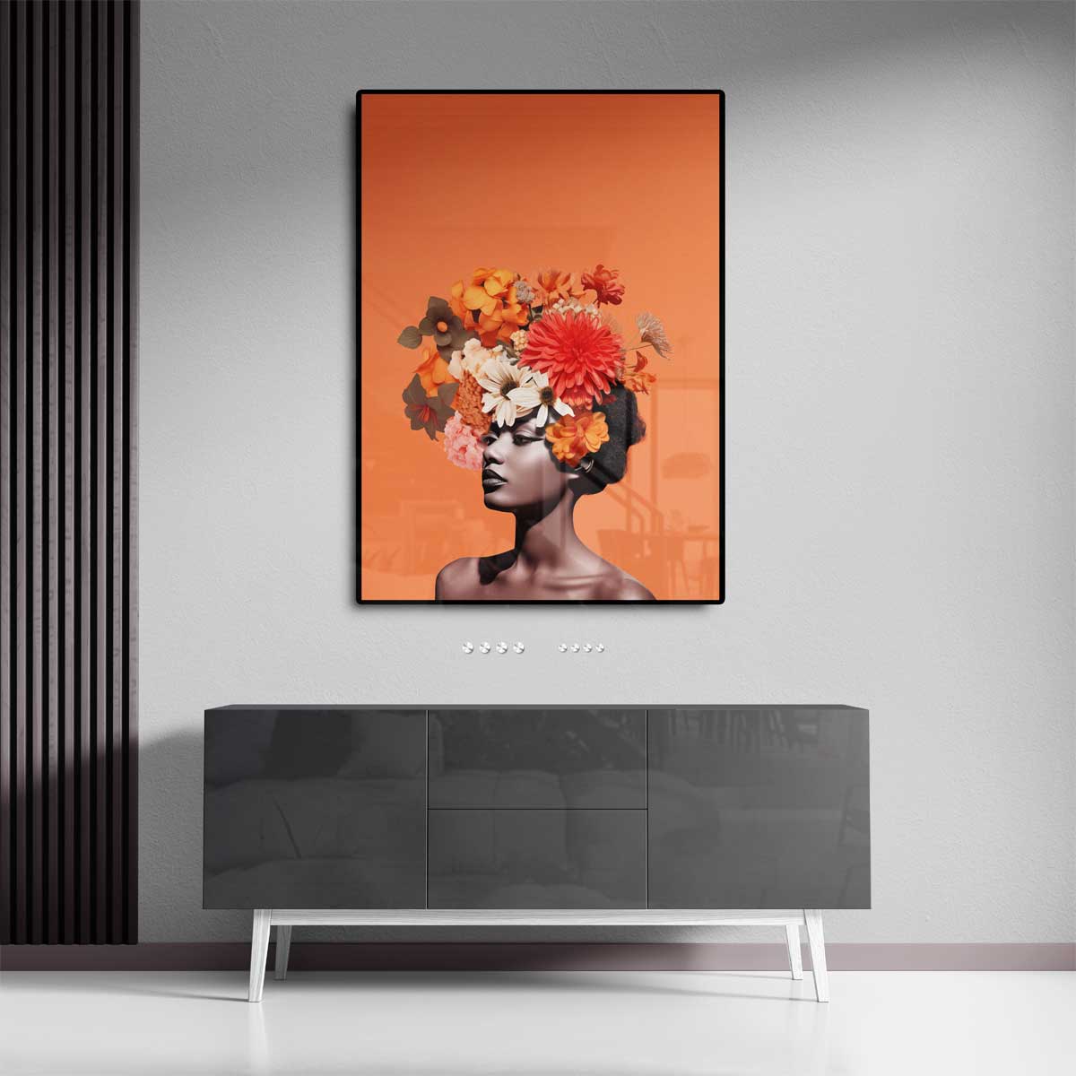 Bloemenfantasie Portret – dibond wanddecoratie in staand formaat