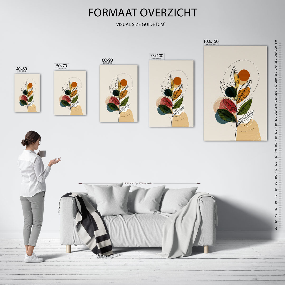 Organische vormen compositie – staand wanddecoratie kunstwerk