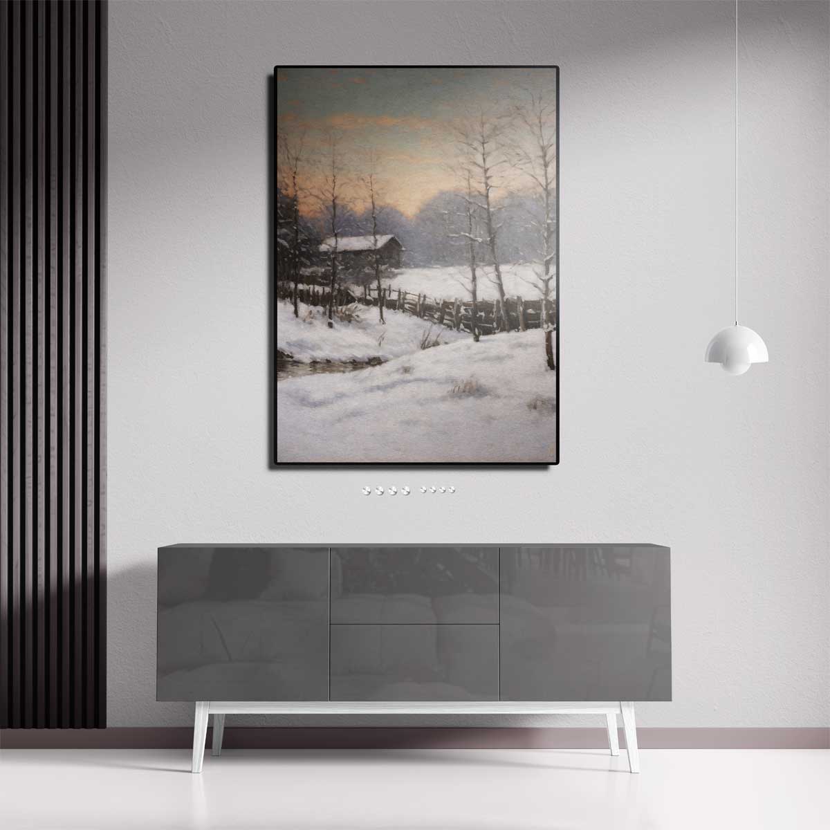 Winterse Rustieke Schoonheid – staande wandkunst voor woonkamer of interieur