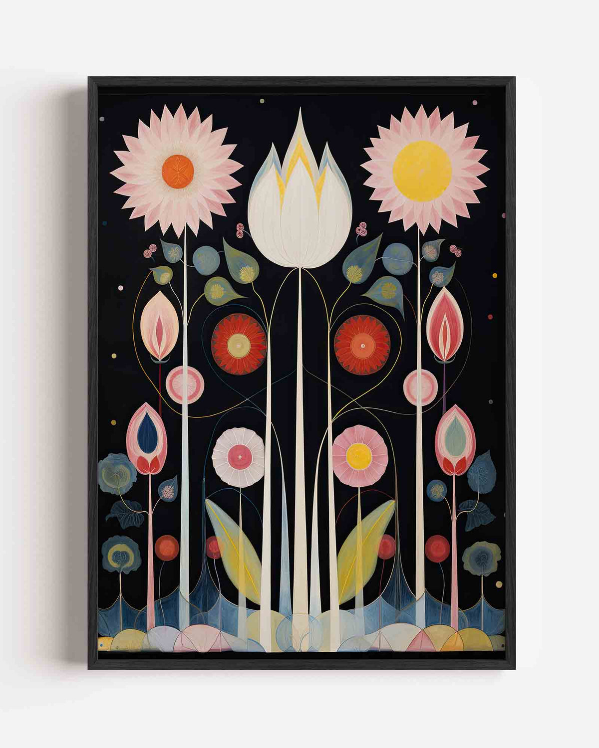 Bloemen en bladeren – surrealistische portret poster als wanddecoratie