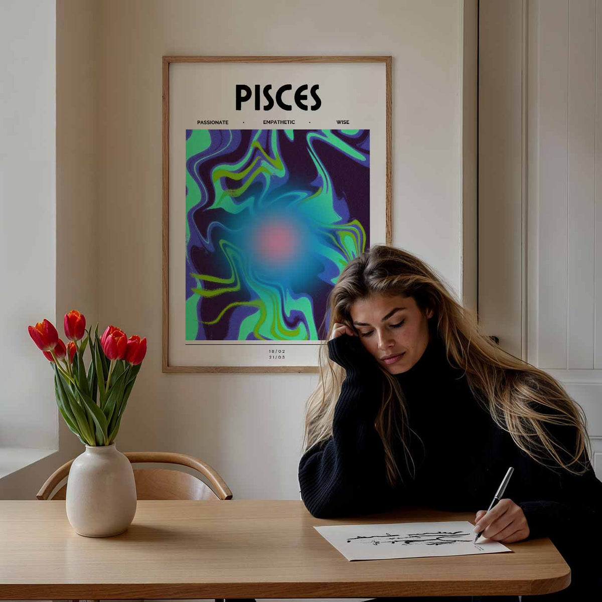 Pisces – mindful poster als rustige wanddecoratie