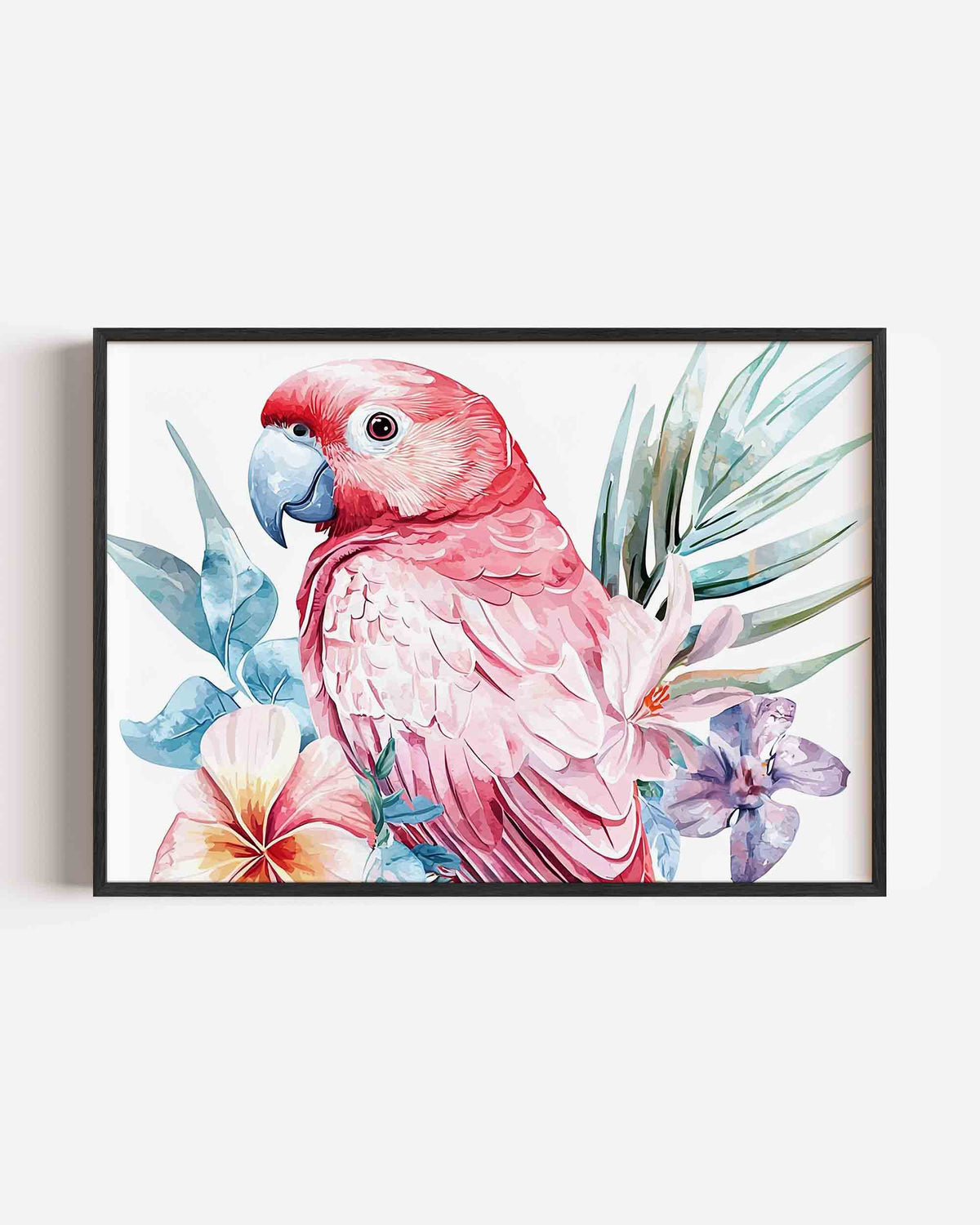 Papegaai met bloemen – dieren landscape poster als wanddecoratie