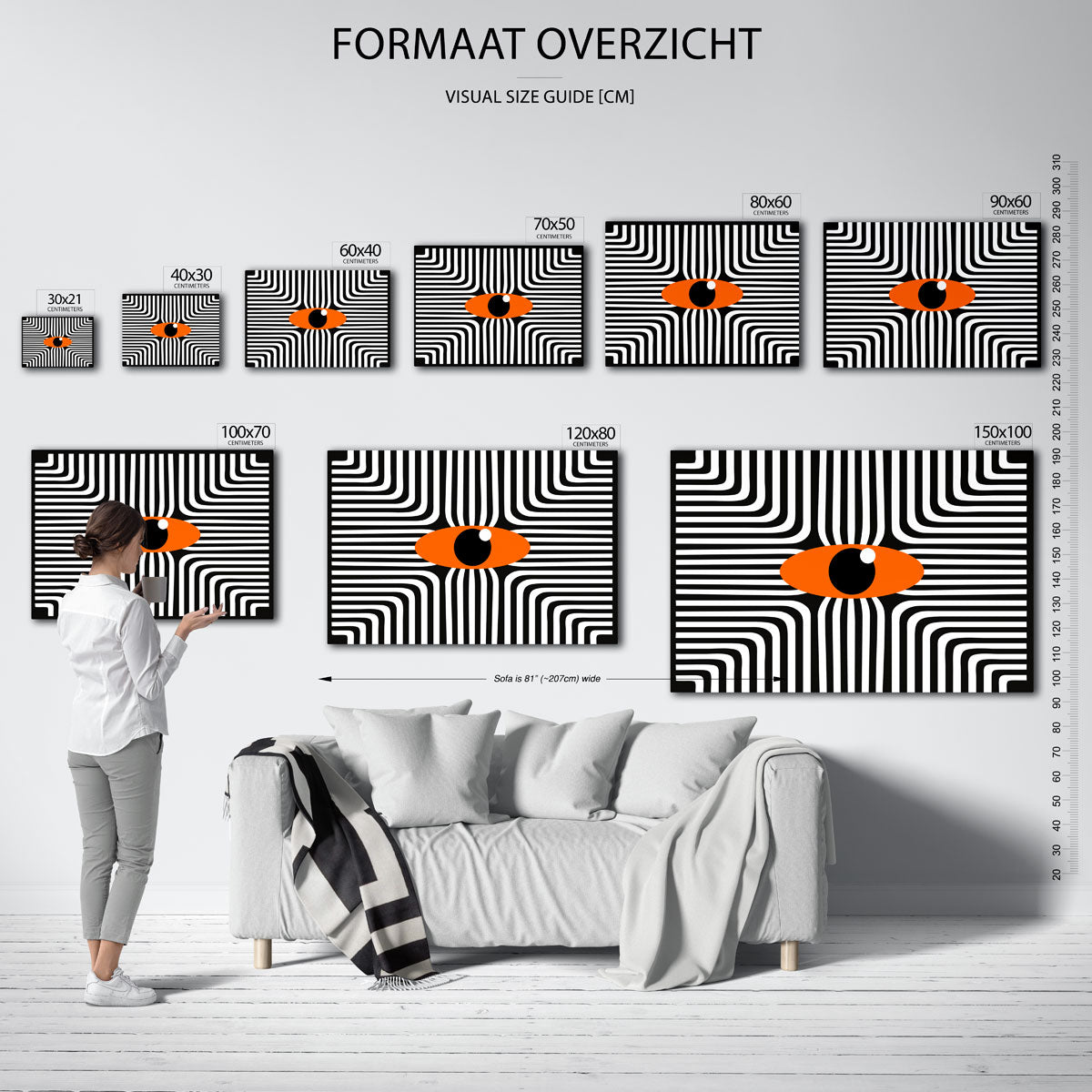 Lijnen en oog – geometrische poster in Bauhaus-stijl van WallArtistic
