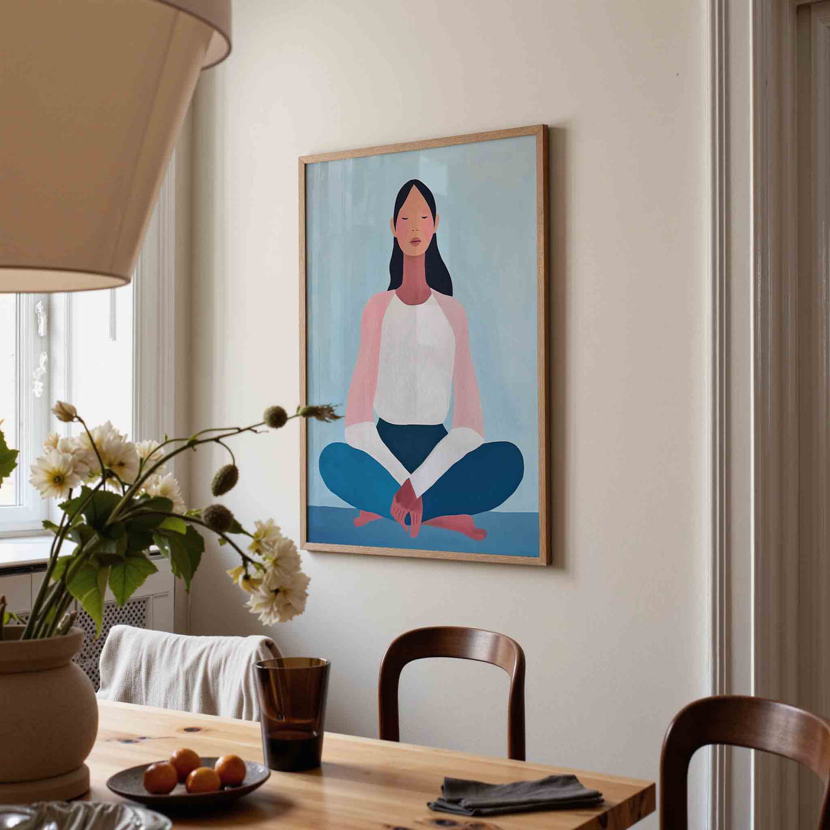 Mediterende figuur – eigentijdse illustratie poster in staand formaat