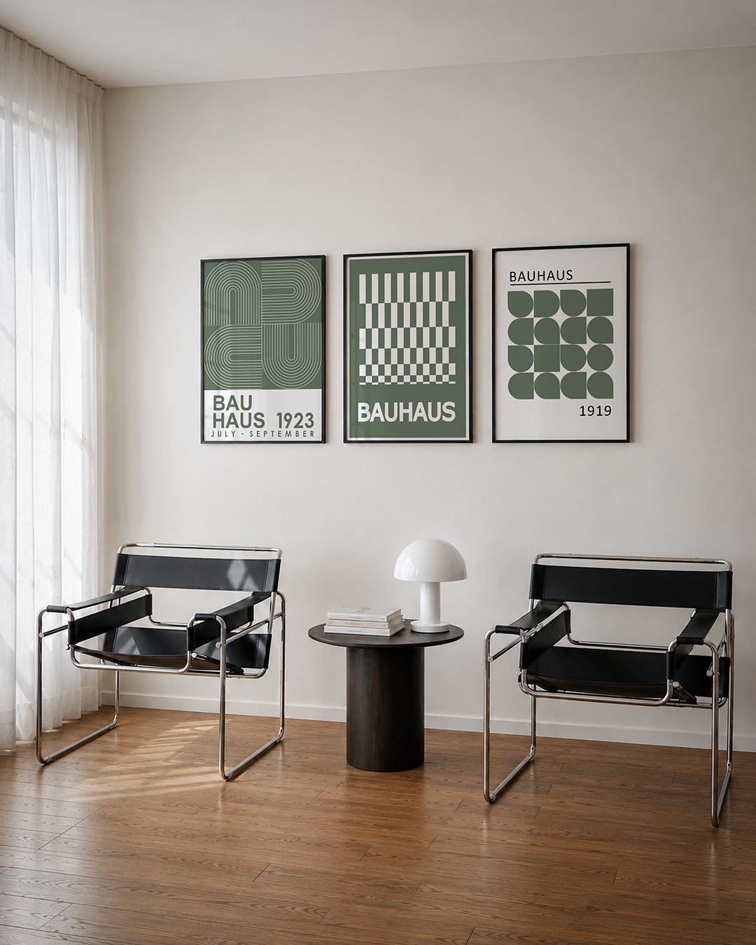 Lijnen en vormen posterset – tweede productweergave – deze posterset in drie delen toont een spel van gebogen en rechte