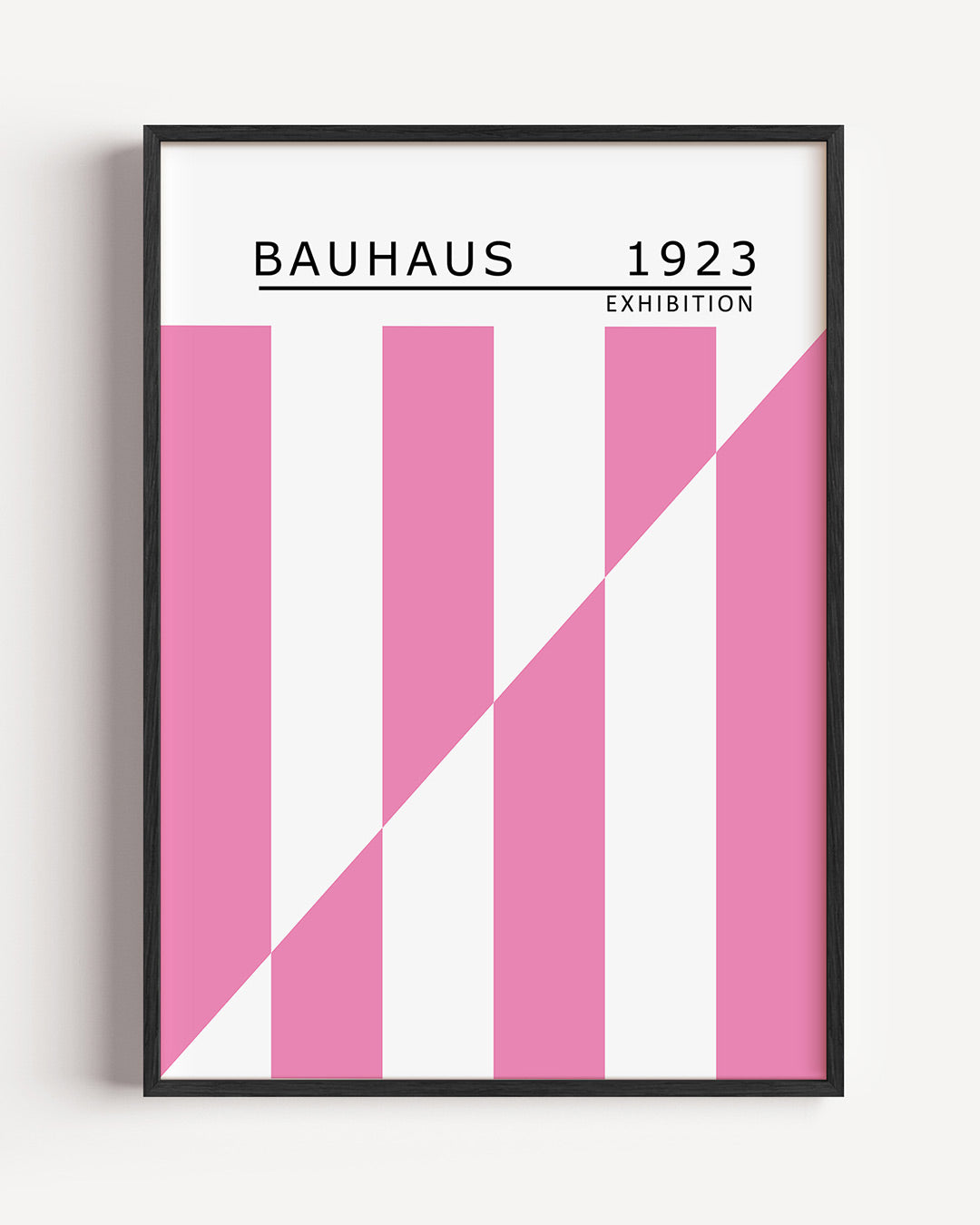 Roze lijnenspel – staande Bauhaus poster als wanddecoratie