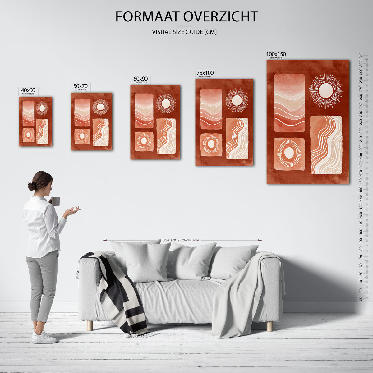 Organische vormen compositie – staande wanddecoratie van WallArtistic