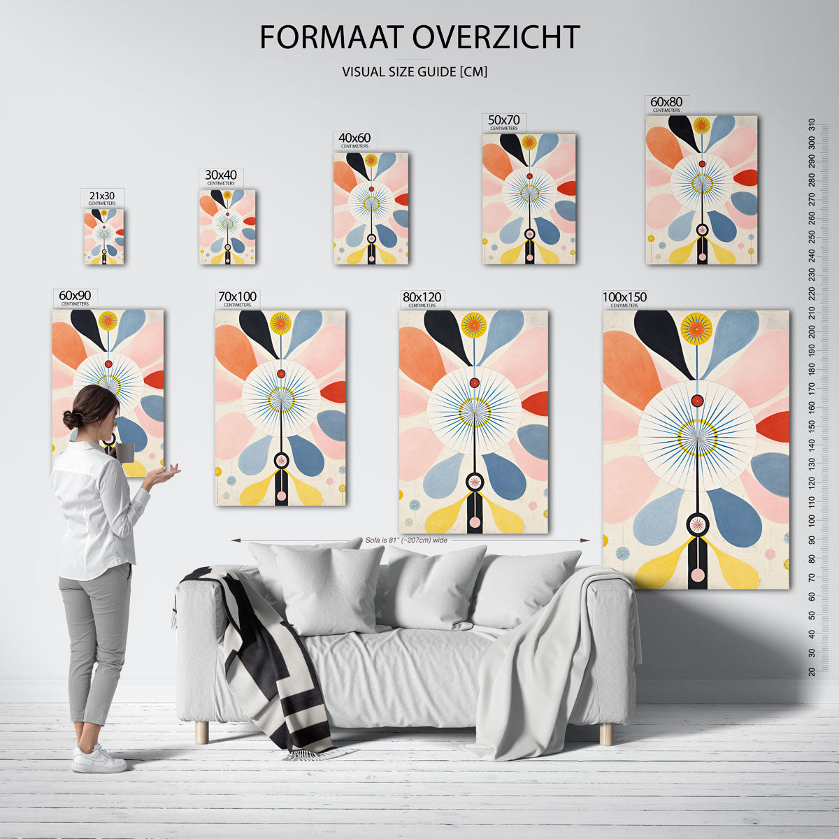 Abstracte vormen – staande muurposter met surrealistische uitstraling