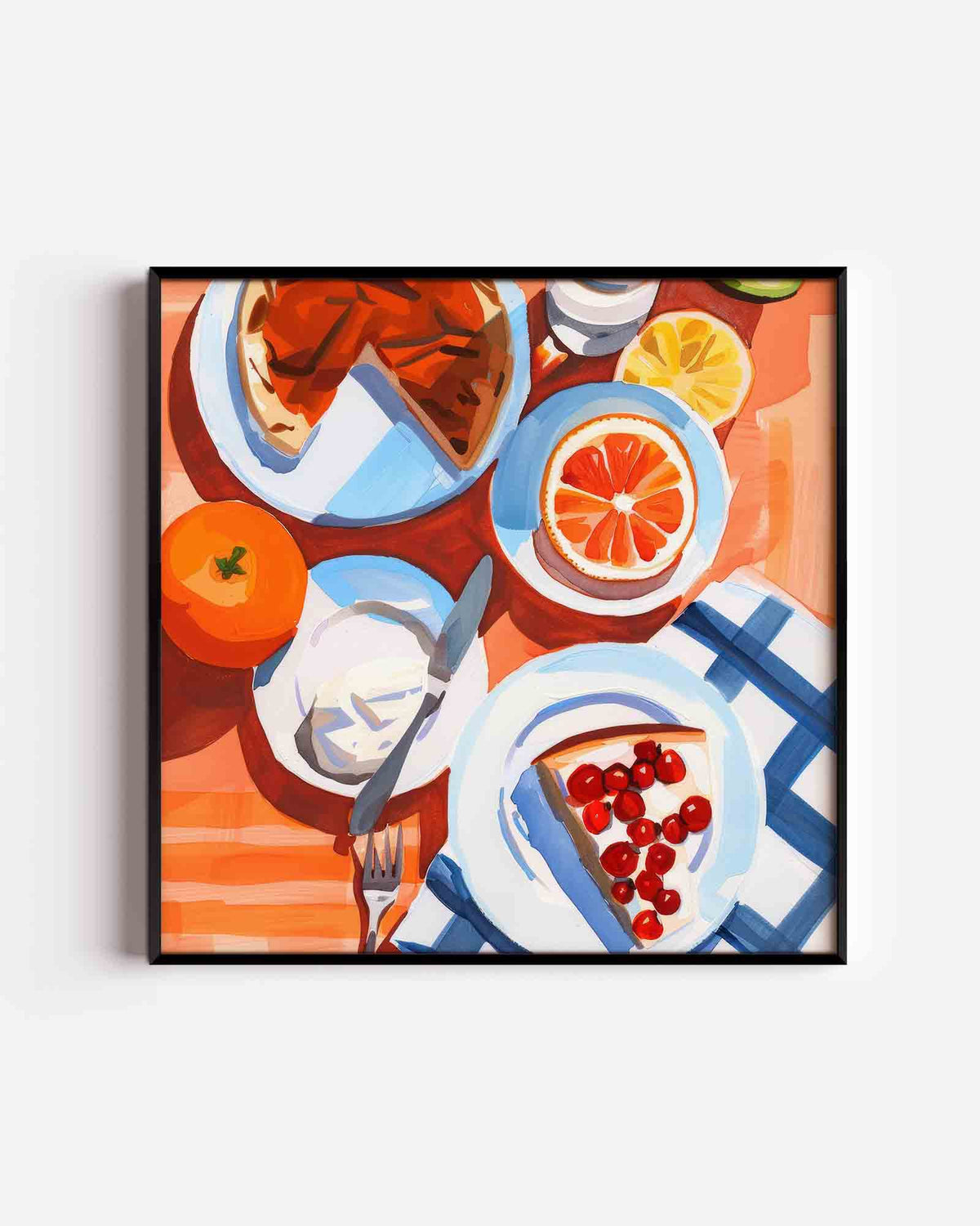 Fruit en taart – keuken vierkante poster als wanddecoratie