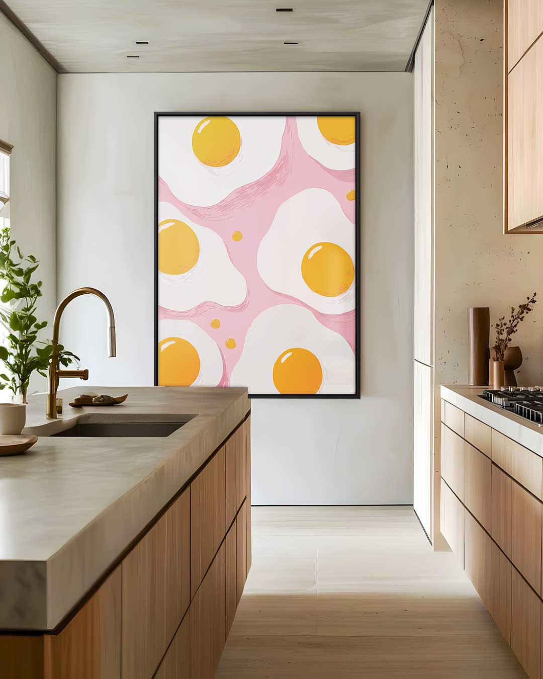 Vrolijke Spiegelei Illustratie – staand kunstwerk voor modern interieur