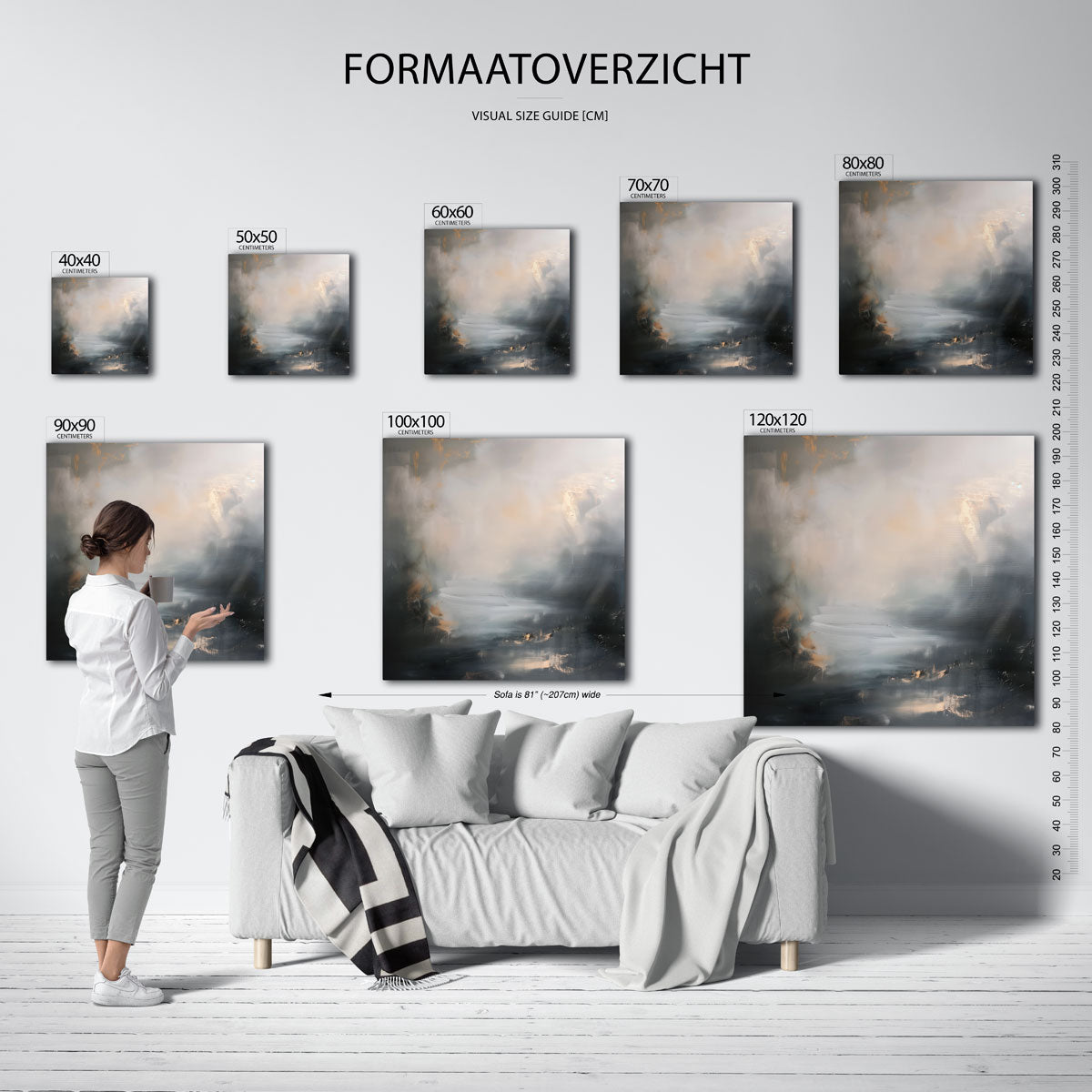 Abstracte mistige landschappen – vierkante muurposter met kleurrijke vormen