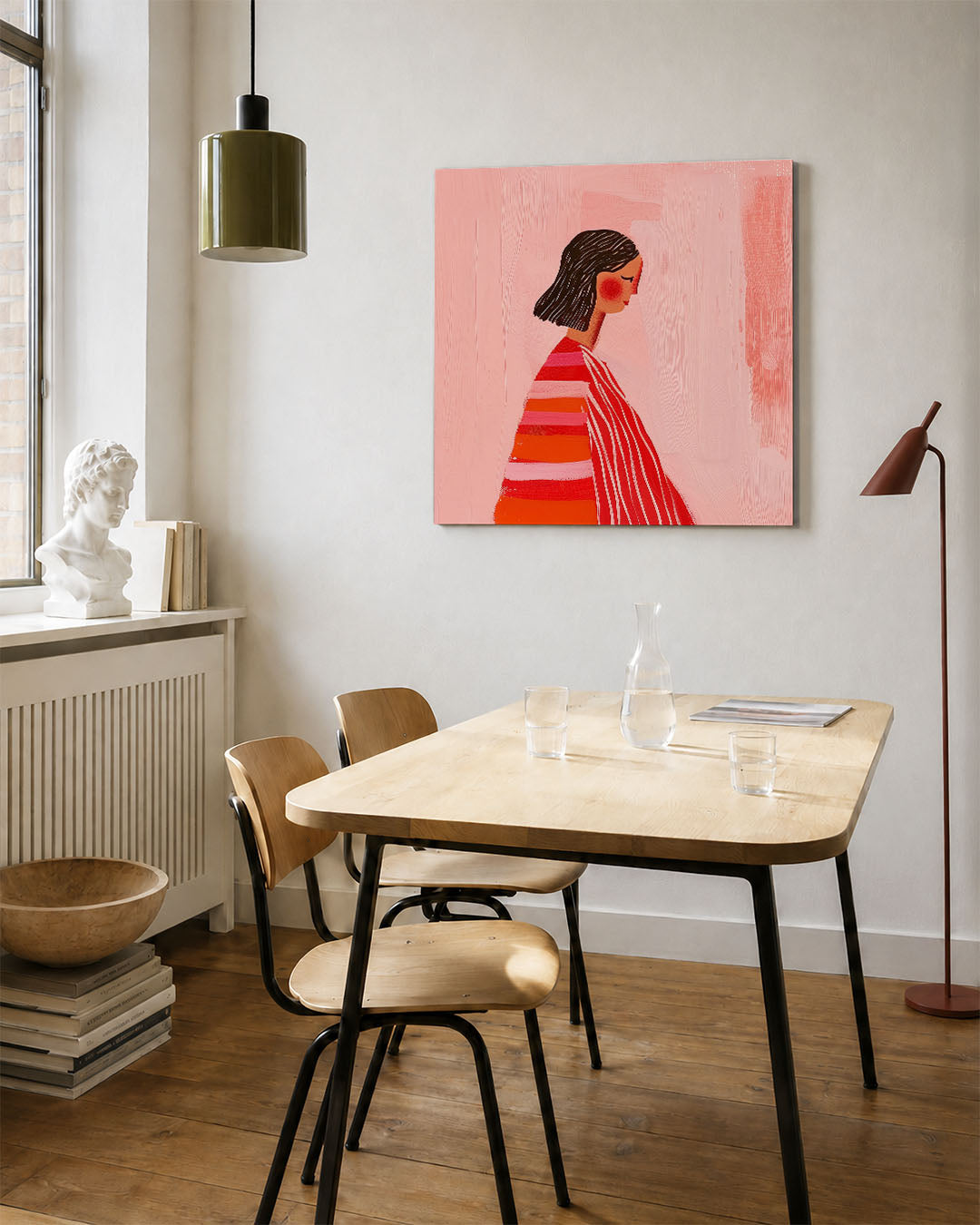 Gestileerd portret kunstwerk – vierkante wanddecoratie – dit kunstwerk toont een gestileerd portret van een persoon in