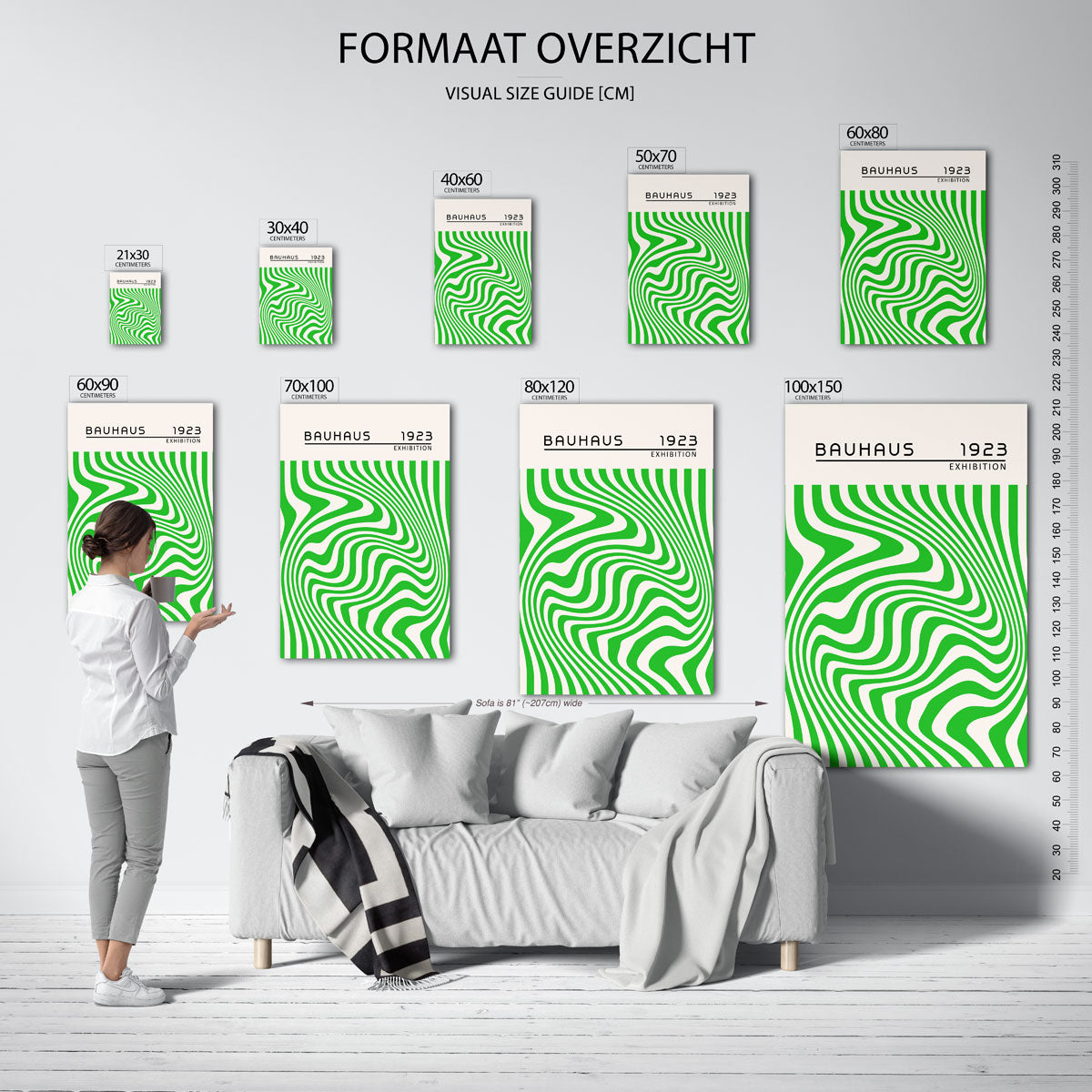 Golvend lijnenspel – geometrische poster in Bauhaus-stijl van WallArtistic