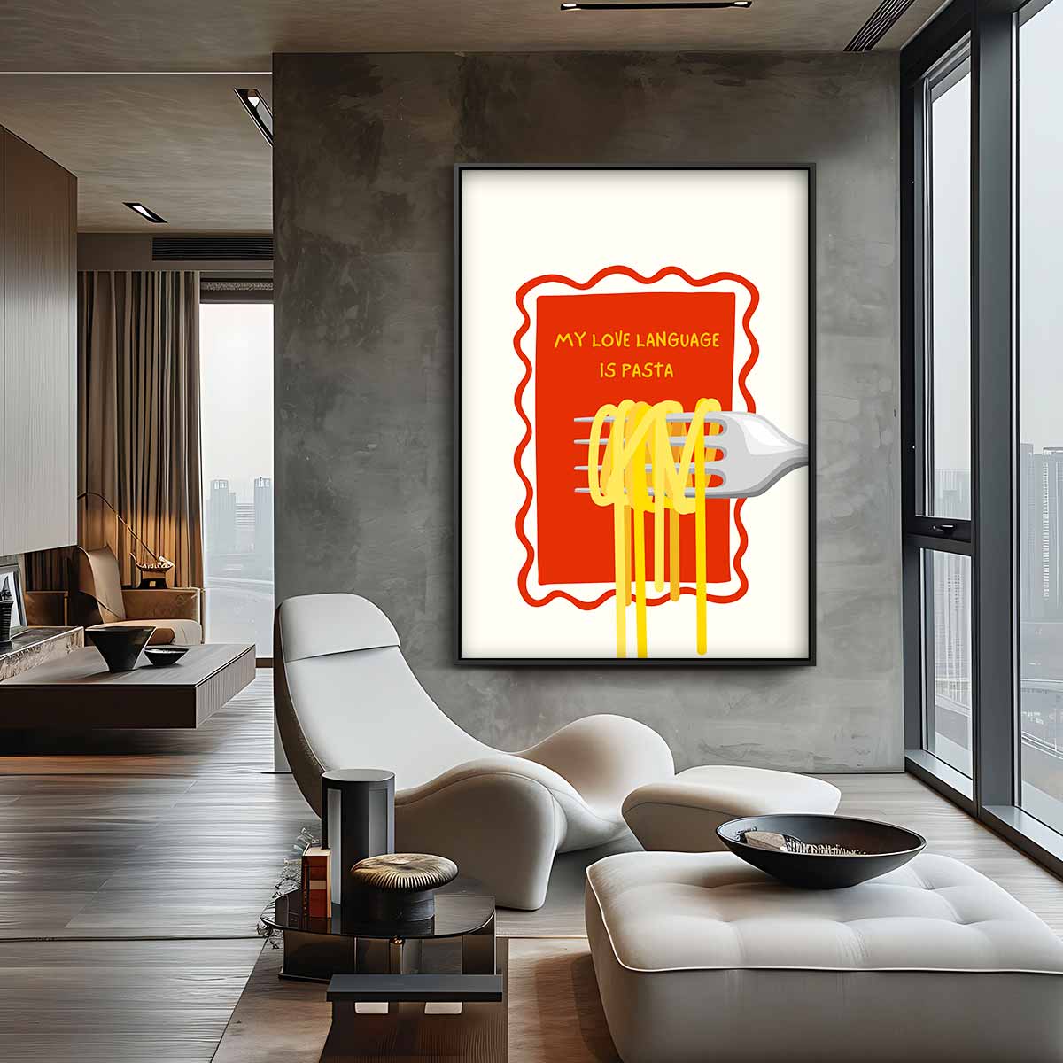 Pasta Liefde Teken – plexiglas kunstwerk als wanddecoratie