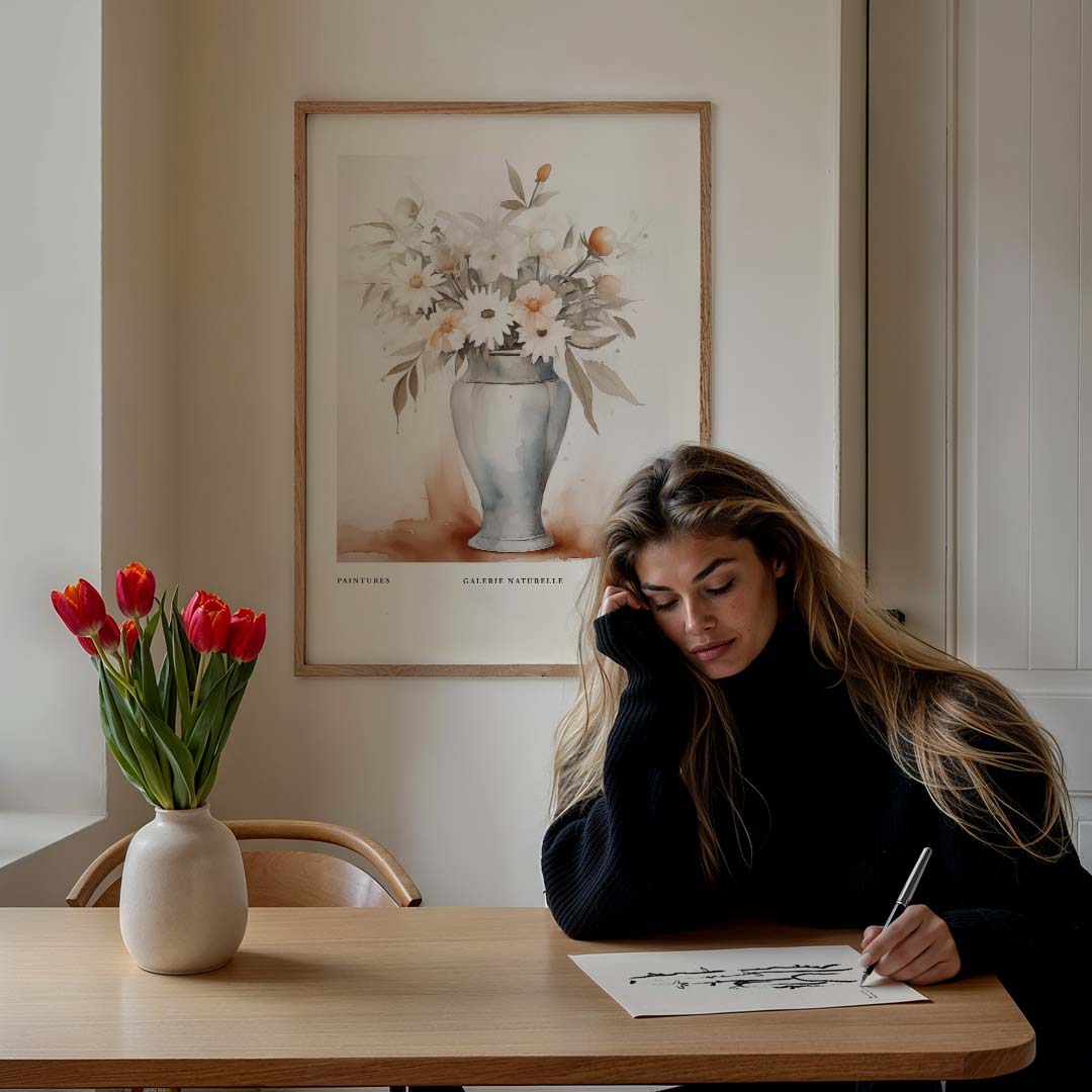 Elegante Bloemenvaas – staande muurposter met botanische uitstraling